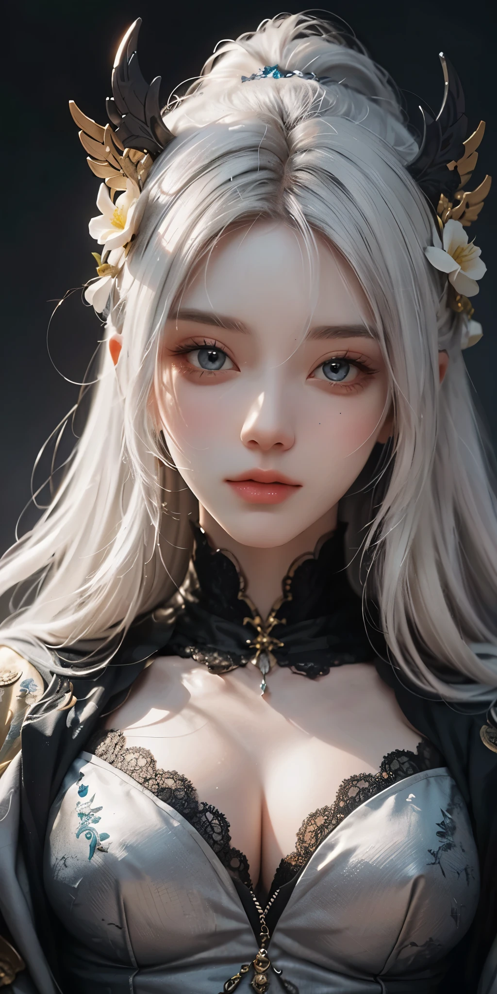 a white hair、Close-up of woman wearing white mask, beautiful figure painting, guweiz, guweiz style artwork, White-haired God, author：Yang Jie, Epic and beautiful character art, Stunning character art, author：Fan Qi, by Wuzhun Shifan, guweiz on pixiv artstation