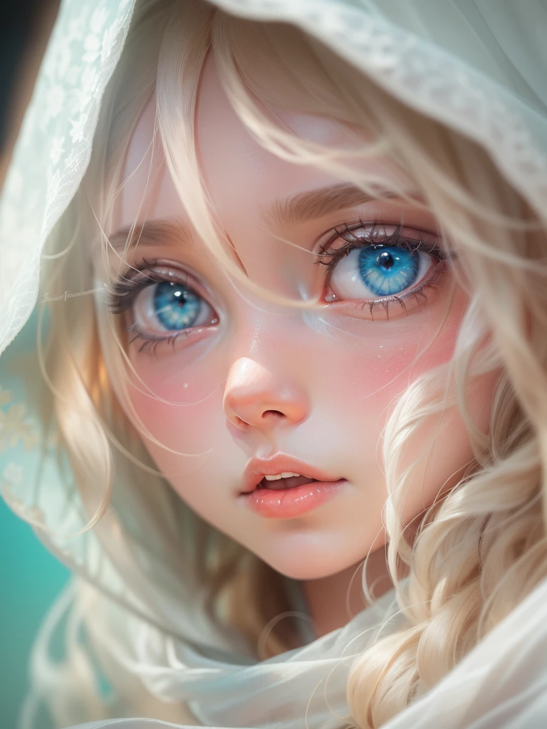 Blonde woman with blue eyes and veil on head、soft portrait shot 8k、realistic beautiful face、8K portrait rendering、realistic beautiful face、beautiful realistic face、Photorealistic anime girl rendering、surreal beautiful face、8K realistic digital art、realistic digital art 4k、realistic digital art 4k、highly realistic digital art,{{{{dynamic angle whole body}}}},{{{{dynamic angle whole body}}}}