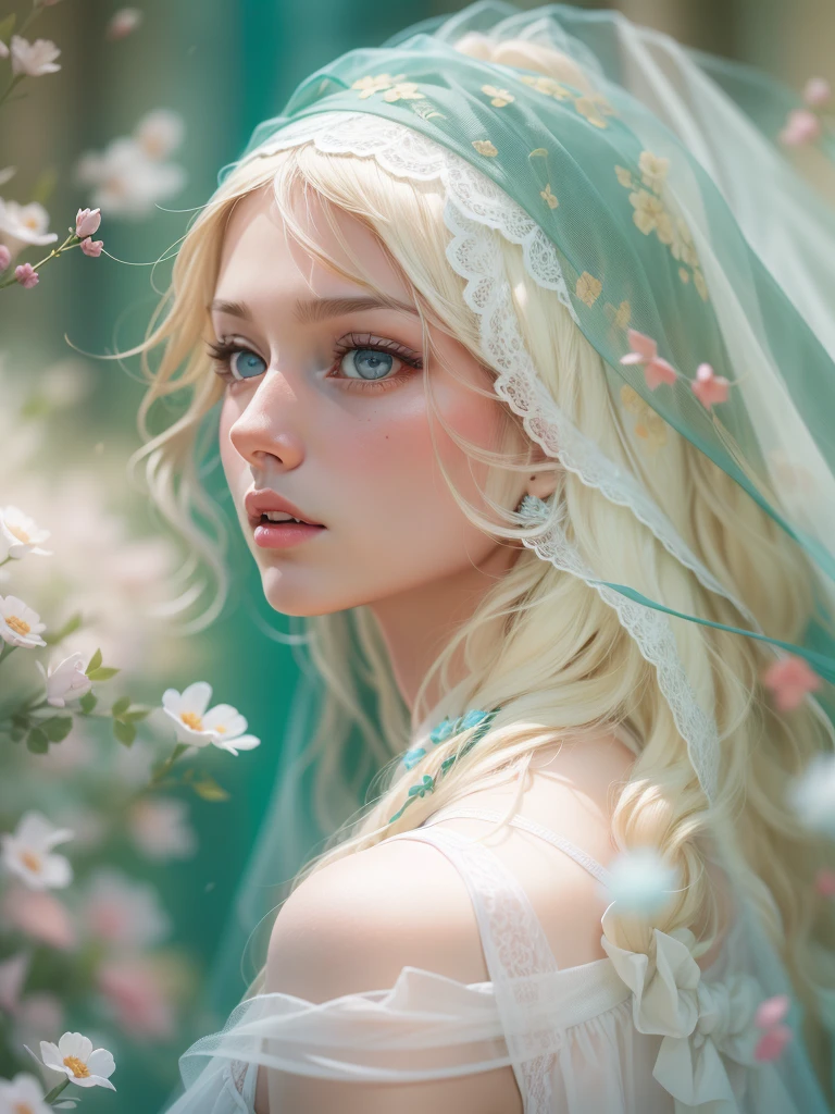 Blonde woman with blue eyes and veil on head、soft portrait shot 8k、realistic beautiful face、8K portrait rendering、realistic beautiful face、beautiful realistic face、Photorealistic anime girl rendering、surreal beautiful face、8K realistic digital art、realistic digital art 4k、realistic digital art 4k、highly realistic digital art,{{{{dynamic angle whole body}}}},{{{{dynamic angle whole body}}}}