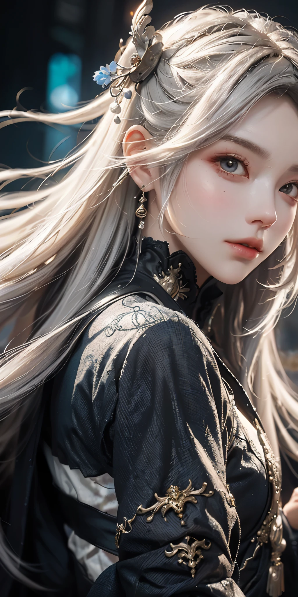 a white hair、Close-up of woman wearing white mask, beautiful figure painting, guweiz, guweiz style artwork, White-haired God, author:Yang Jie, Epic and beautiful character art, Stunning character art, author:Fan Qi, by Wuzhun Shifan, guweiz on pixiv artstation