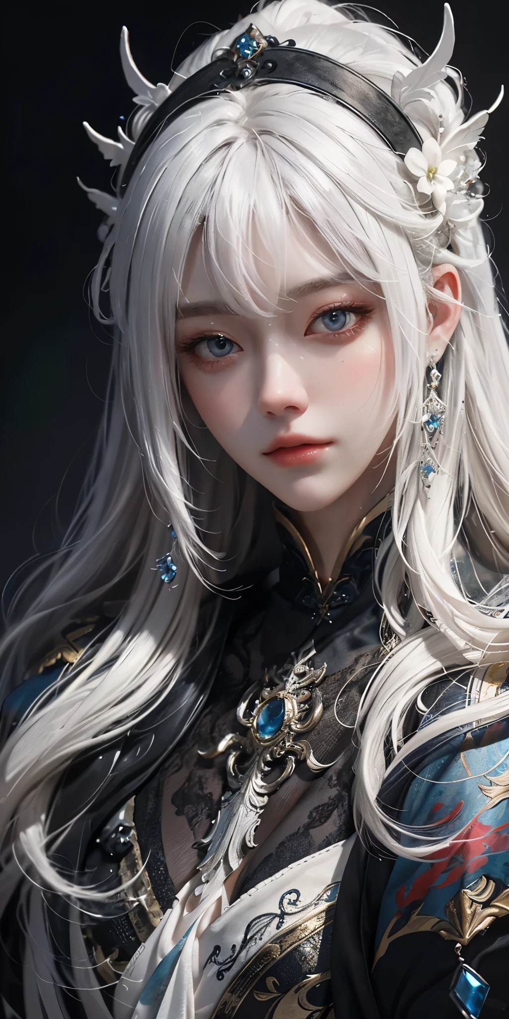 a white hair、Close-up of woman wearing white mask, beautiful figure painting, guweiz, guweiz style artwork, White-haired God, author：Yang Jie, Epic and beautiful character art, Stunning character art, author：Fan Qi, by Wuzhun Shifan, guweiz on pixiv artstation