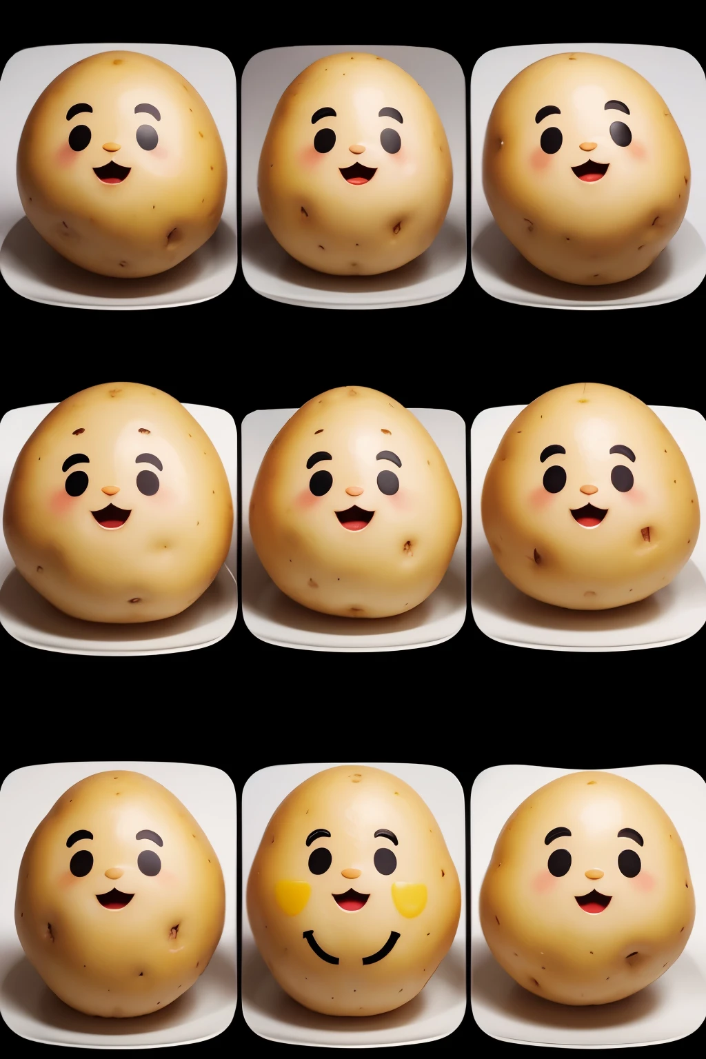 Nine pictures gif continuous sequence frames,An excited and cute potato emoticon pack
