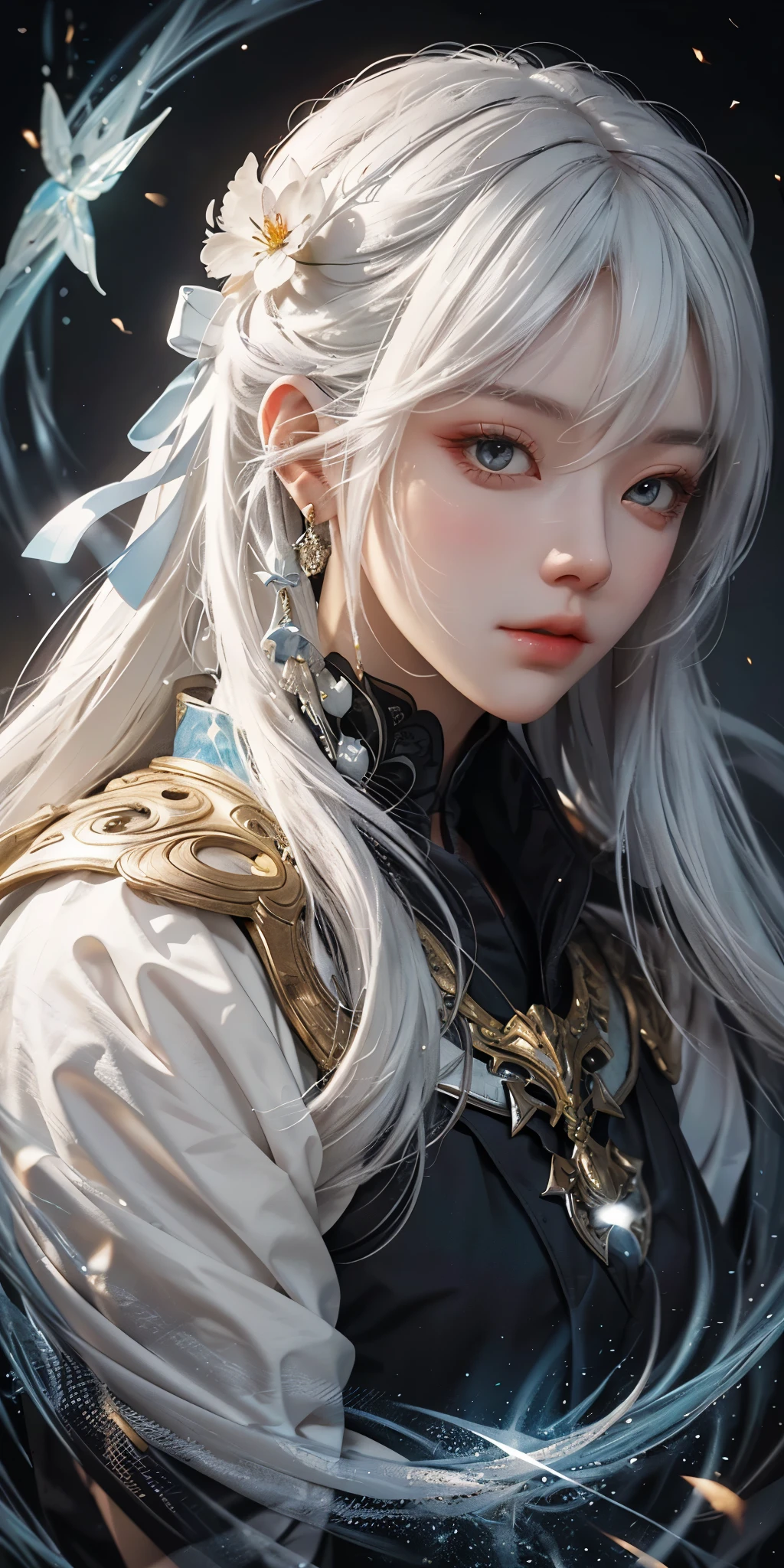 a white hair、Close-up of woman wearing white mask, beautiful figure painting, guweiz, guweiz style artwork, White-haired God, author：Yang Jie, Epic and beautiful character art, Stunning character art, author：Fan Qi, by Wuzhun Shifan, guweiz on pixiv artstation