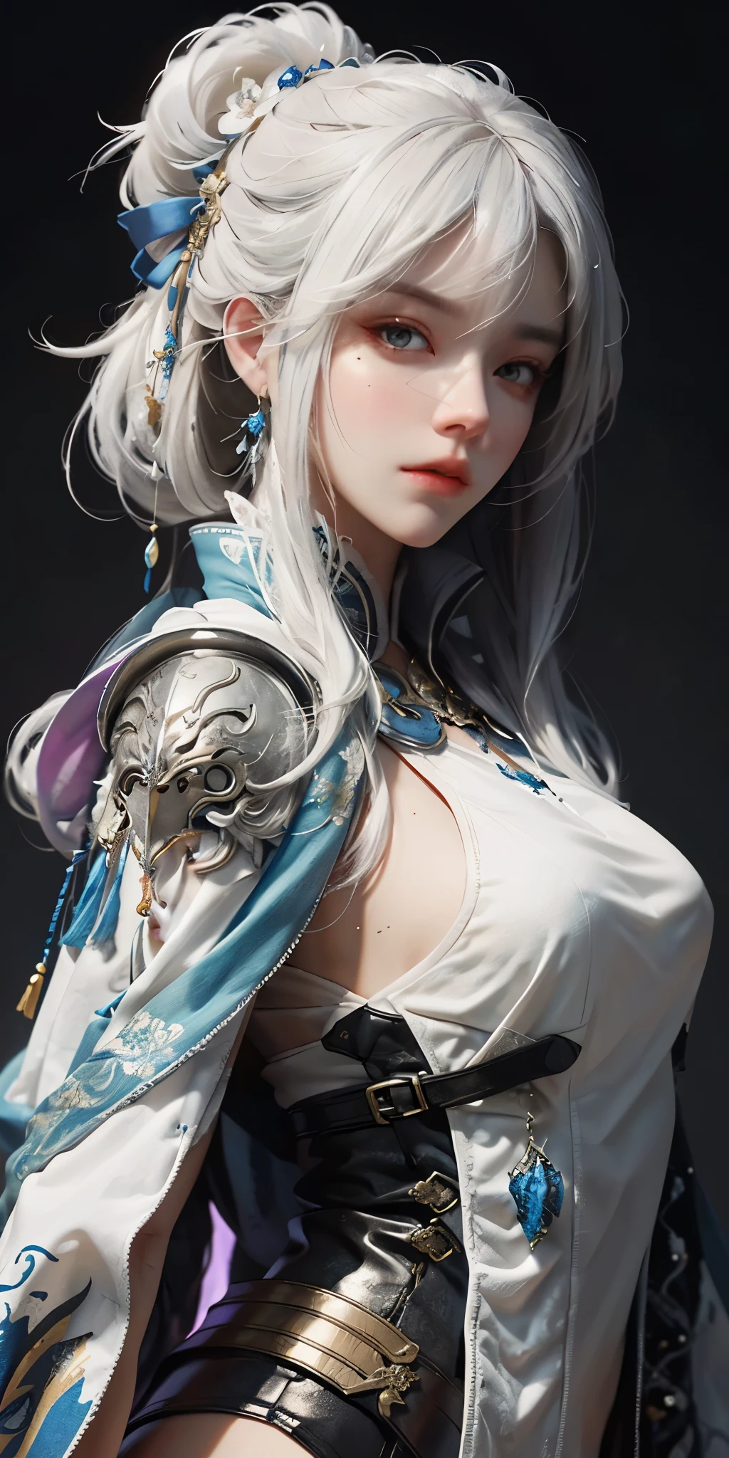 a white hair、Close-up of woman wearing white mask, beautiful figure painting, guweiz, guweiz style artwork, White-haired God, author：Yang Jie, Epic and beautiful character art, Stunning character art, author：Fan Qi, by Wuzhun Shifan, guweiz on pixiv artstation