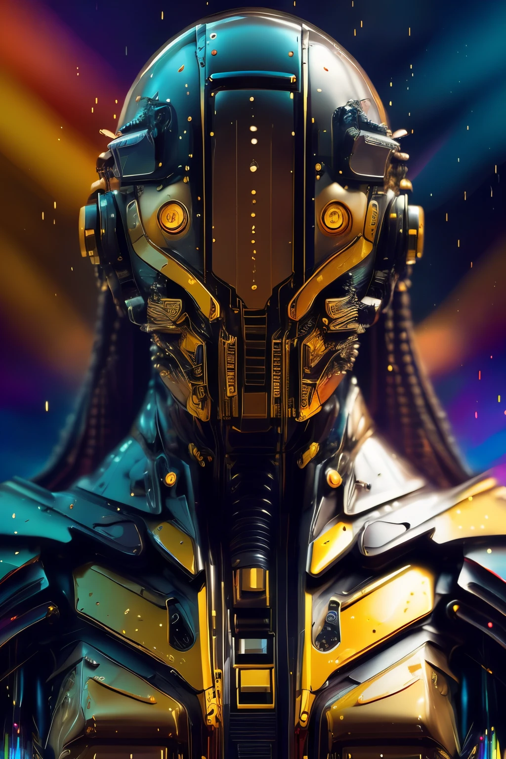 z88mkultr4, a closeup of a android , blurred plastic and steel, raining, mist, raytracing, octane, trending on artstation, (masterpiece, top quality, best quality, official art, beautiful and aesthetic:1.2), (1girl:1.3), extremely detailed,(fractal art:1.2),colorful,highest detailed,(zentangle:1.2), (dynamic pose), (abstract background:1.5), (treditional dress:1.2), (shiny skin), (many colors:1.4), upper body
