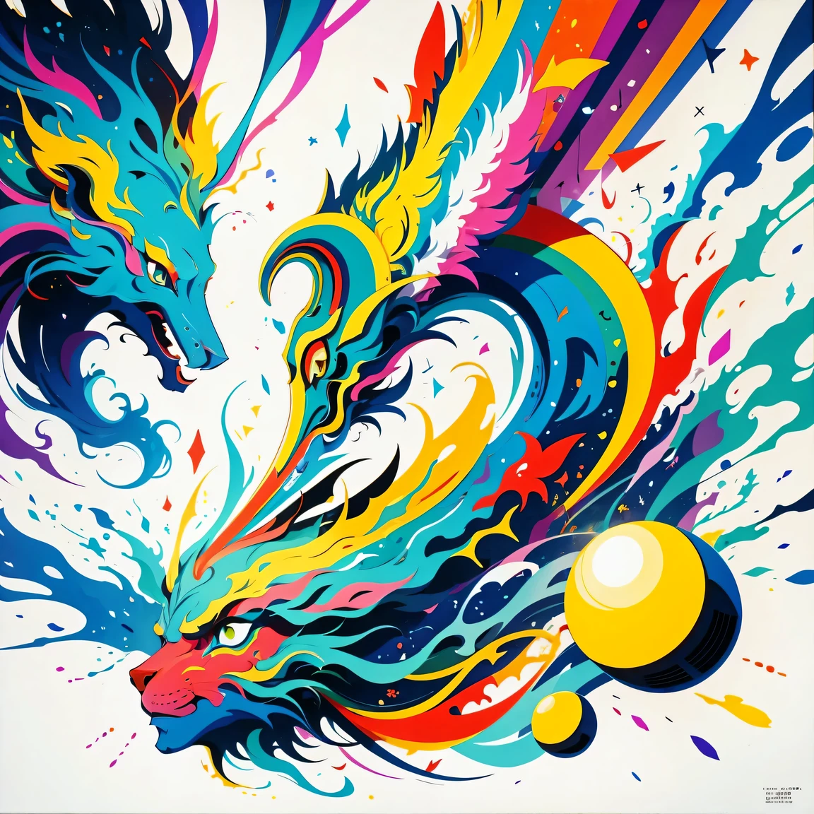 (masterpiece, best quality:1.2), Graffiti漫画，Graffiti, wall, whole picture, High resolution and high contrast,simple,knight，alone，Abstract surreal colors, popular geometric surrealism, rainbow colored dreams
