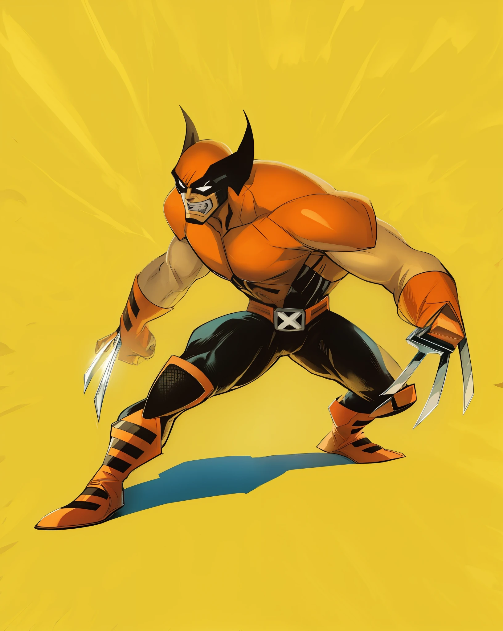 (Samdoeart), wolverine action pose, Wolverine, 90s personagem de quadrinhos design, X-Man, Personagem da Marvel, threatening pose, muita qualidade, pintura extremamente detalhada