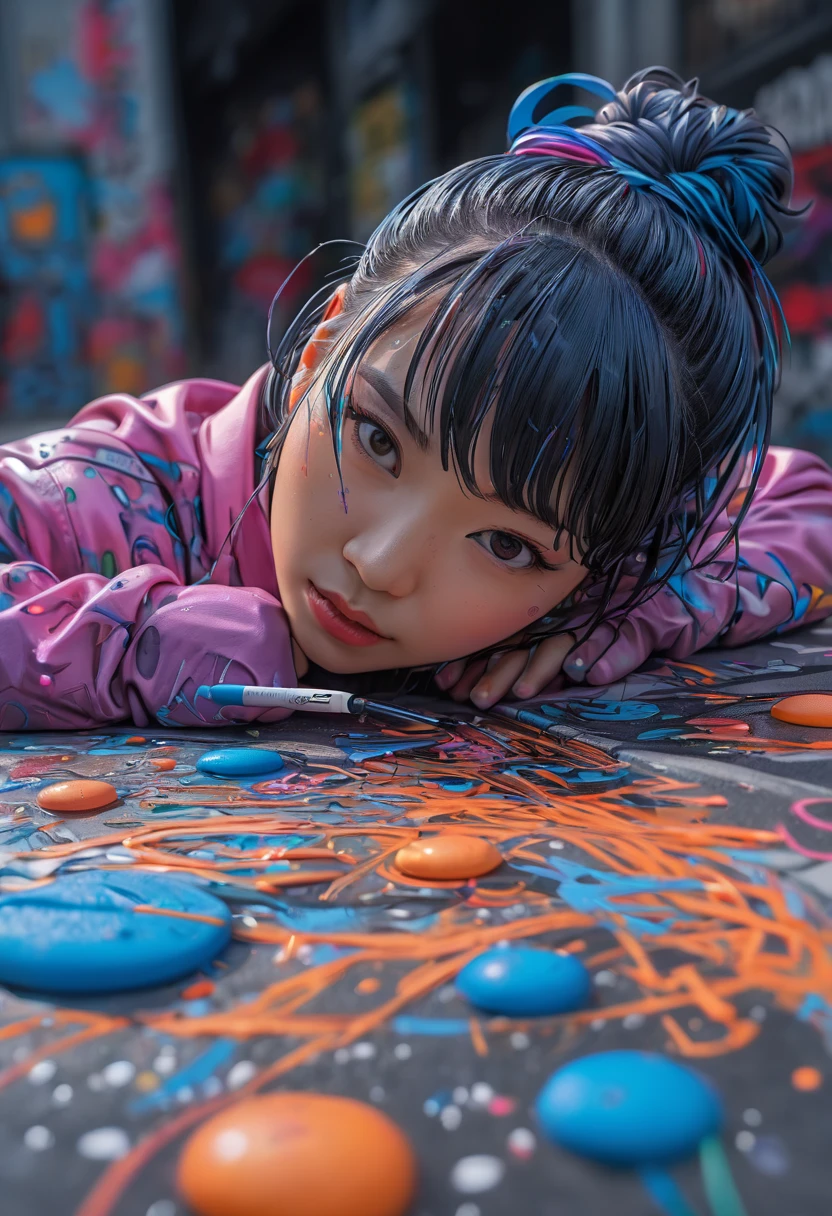 Graffiti, scribble, Comics by Miki Asai, best quality, masterpiece, Representative work, official art, Professional, Ultra intricate detailed, 8k