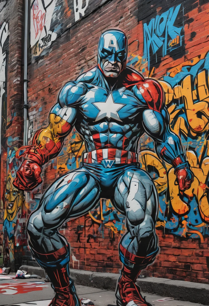 Graffiti wall, Comics, best quality, masterpiece, Representative work, official art, Professional, Ultra intricate detailed, 8k