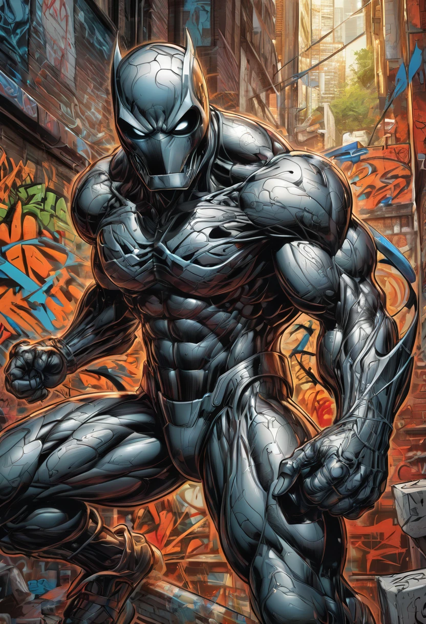 Graffiti wall, Comics, best quality, masterpiece, Representative work, official art, Professional, Ultra intricate detailed, 8k