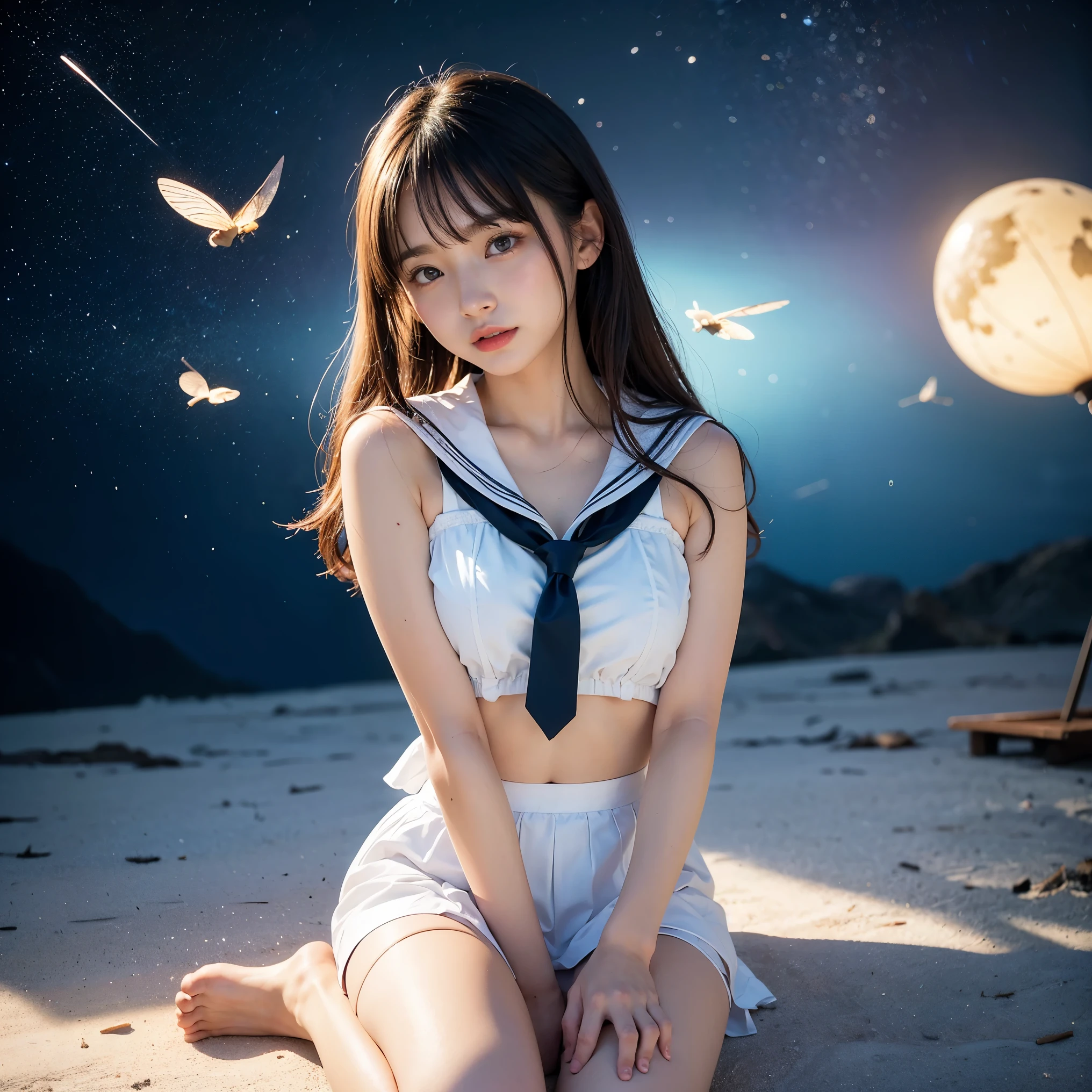 cute 、embarrassing、detailed face、fine hands、thin legs、(debris flies, highest quality:1.2), 8k, official art, chest、cute、wearing a suit、 planet, trending on cgstation, 太陽系外planet, official art, mar planet, Sakimi-chan, Five Fingers Photos'Main body, Full body Esbian、beauty of suit、cool look、 (masterpiece) (highest quality) (get used to it) (8k) (movie lighting) (sharp focus) (complicated)black hair、14 yearst、laughter、incredibly stupid, (beautiful girl, cute face, turn back, gold ornaments in hair、naked、chestのクローズアップdenia, Viola family, space , looking at the viewer, film grain, chromatic aberration, オッパイsharp focus, face light, dynamic lighting, cinematic lighting, get used to itな目と顔, (gray tie、1 part:1.2)