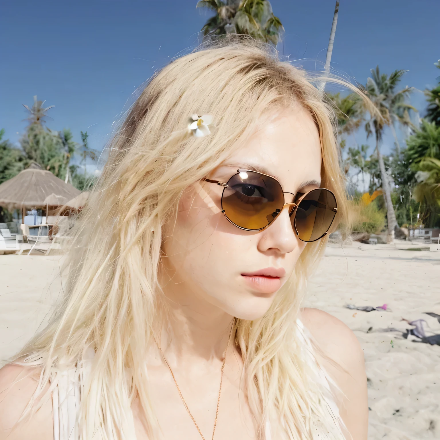 Small beauty freckle above her lip