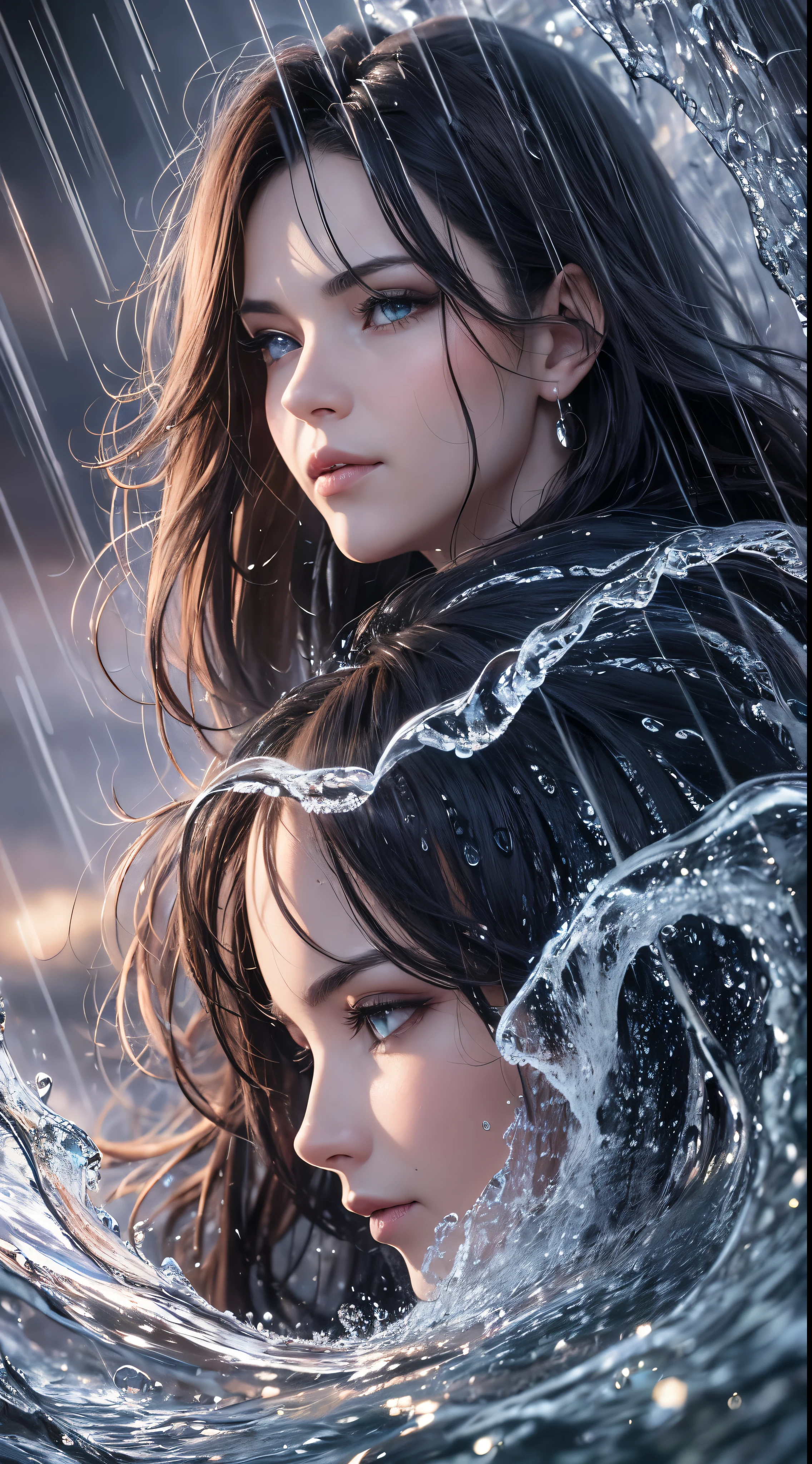 (skin dents:1.5), realistic, realistic, (table top:1.5), concept art, intricate details, very detailed, realistic, octane rendering, 8k, unreal engine, dynamic pose, highest quality, High resolution, (realistic face:1.1), (超realistic:1.1), ((full_body)), perfect eyes,(shiny skin:1.2), (((hairstyle))), (((完璧な手のvery detailed背景), haunted island, ((dynamic background)), ((lightning)), (light), (1 girl), wearing a cloak, (((flowing cloak))), ((fine eyes, high quality eyes, high quality face)), long hair, (((flowing hairstyle))), 1 girl ((controlling water)), (((whirlwind of water))), Ocean, tsunami, magic, (make a dramatic performance, written boundary depth, Bokeh, 4k, gothic, ((rain)), energy ball between hands