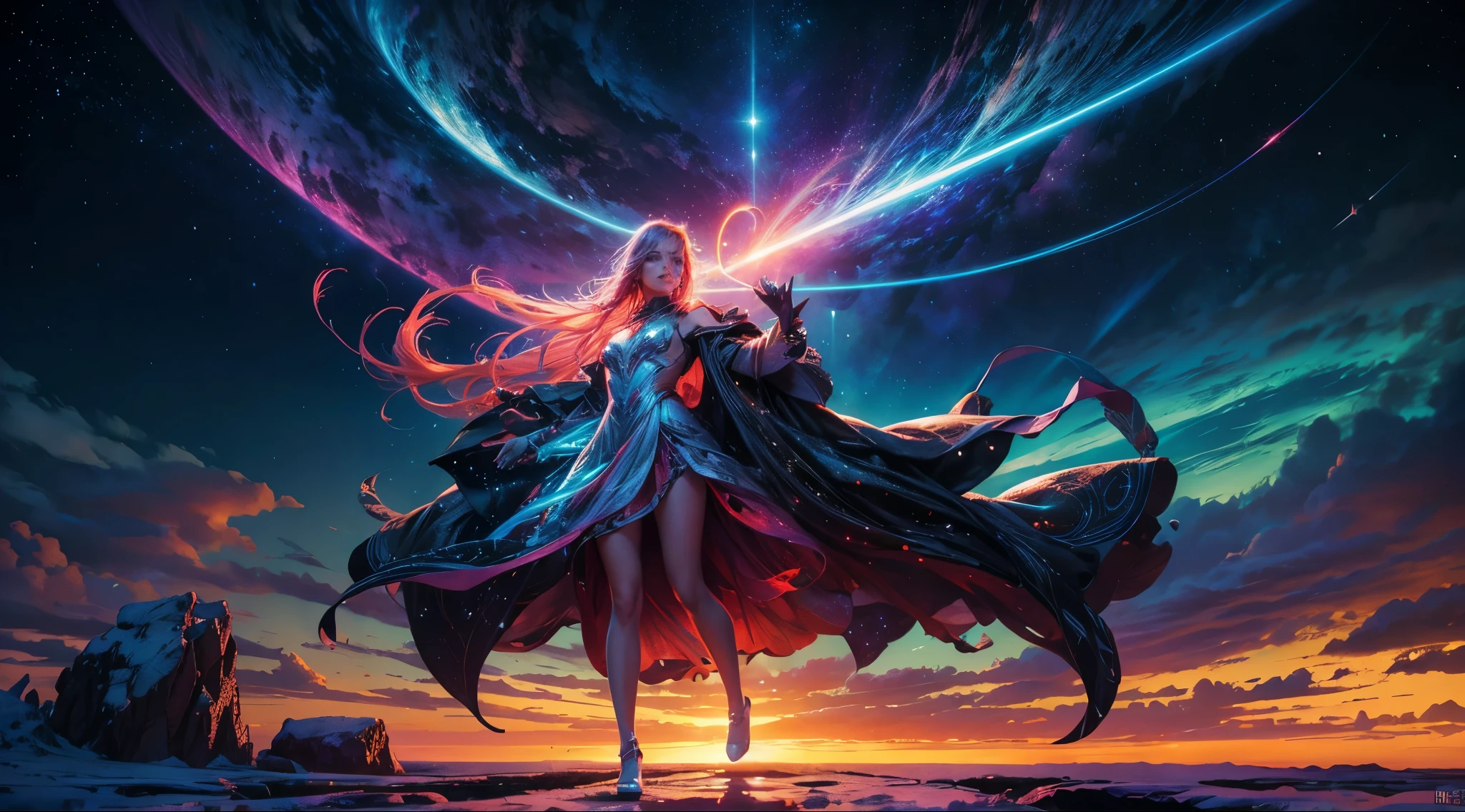 Hyper Vibrant Nebulae Octans by_Mappa Spacious Starry_sky Borealis (🎈 Sunset epic sunshine parabolic sunrise Rain_Color Colorful_liquid_on_naked_body:1.3 Colorful_body Colorful_ink_on_hair:1.2 Rainbow Abundant_colorful_liquids White_liquid fullbodye wet_Color_liquid) In the vast expanse of the cosmos, a breathtaking image unfolds before your eyes. In the heart of a starry galaxy, vibrant nebula dance and swirl, their ethereal colors blending and intertwining. The scene is a symphony of cosmic beauty, with tendrils of interstellar dust and gas reaching out into the void. The stars shine with an otherworldly brilliance, illuminating the cosmic tapestry that stretches across the vastness of space. It is a visual feast for the senses, an awe-inspiring glimpse into the wonders of the universe. BREAK,Detailed,Realistic, highly detailed digital art,octane render, bioluminescent, BREAK,by Mappa studios,masterpiece,best quality,official art,illustration,ligne claire,(cool_color),perfect composition,absurdres, fantasy,focused,rule of thirds (((Deedlit gorgeous Blond long Hair native Elf Forest Lodoss War))) masterpiece meticulously intricate 🎠deep path equirectangular🎡 ultra_high-details extreme improved ultra_high-quality ultra_high-res ultra_photo-realistic optimal ultra_sharpness perfection accurate volumetric SunLight Lightning_contrast global_illumination cgi vfx sfx reflex Octane_rendered ultra_high-def UHD XT3 DSLR HDR romm rgb pbr 3dcg fxaa blu-ray vivid colors-coded anti-aliasing fkaa txaa rtx ssao opengl-shaders glsl-shaders post-processing post-production cell-shading tone-mapping ❤luminescence 😘glow 👩Heart hearth Crystalline butterfly earth invoke monarch magic fleuraison monster monstrous creature sundrop slide onyx summon transparent ruby Earth hearth bloom flash Tourmaline opal strange glow hole reflection varies multi etc. --s 1000 --c 20 --q 20 --chaos 100
