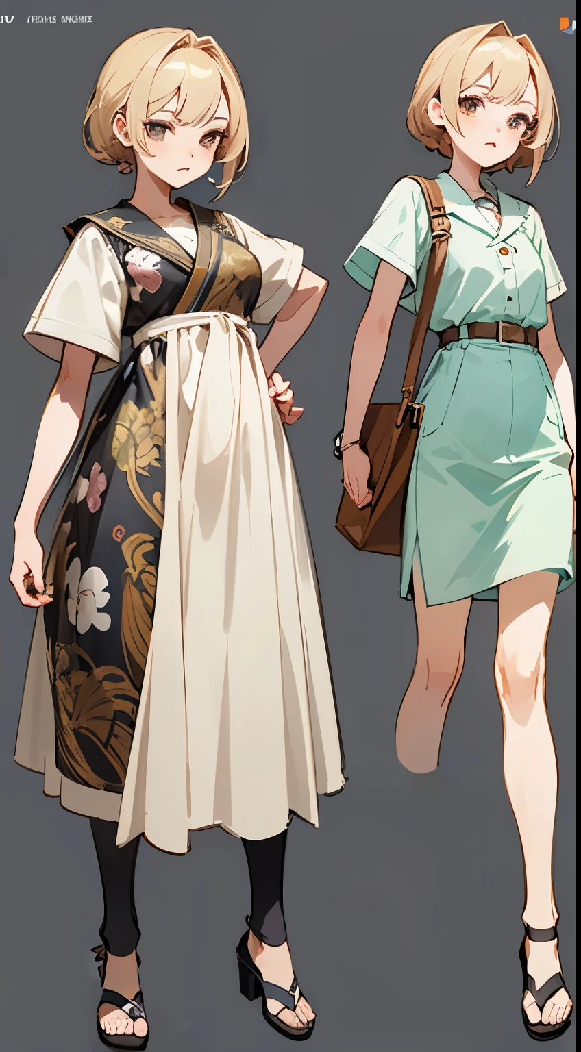Standing Picture All body in front babes animated characters(1womanl) summer clothing Energetic detailed full-body concept trending on pixiv simplebackground