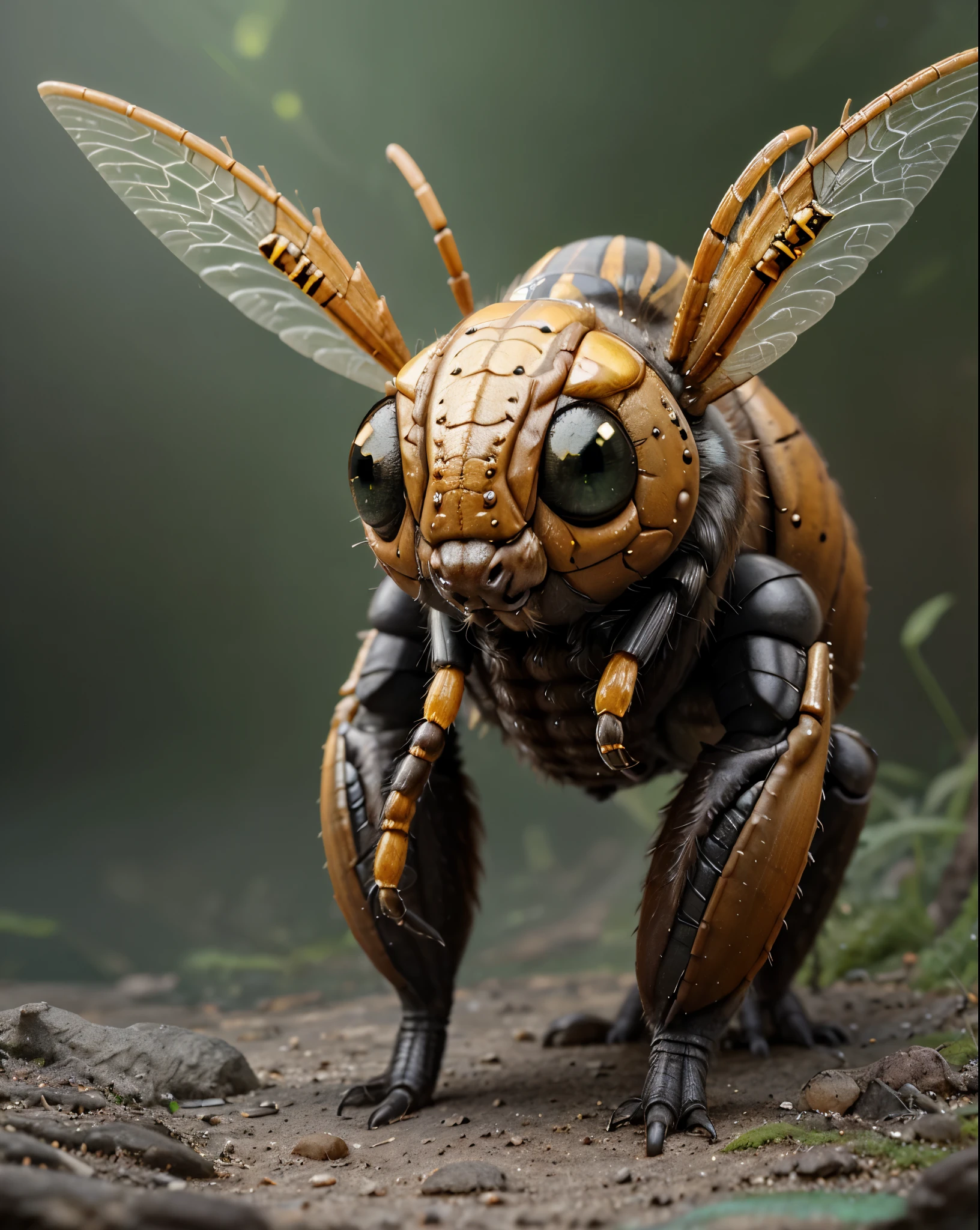 there is a very strange creature with a big head and big eyes, insectoid, hyper realistic fantasy monster, fantasy creature concept art, 3 d render beeple, portrait of a alien insect, rolands zilvinskis 3d render art, realistic creature concept, detailed digital 2d fantasy art, fantasy creature, portrait of an insectoid, hyperdetailed fantasy character