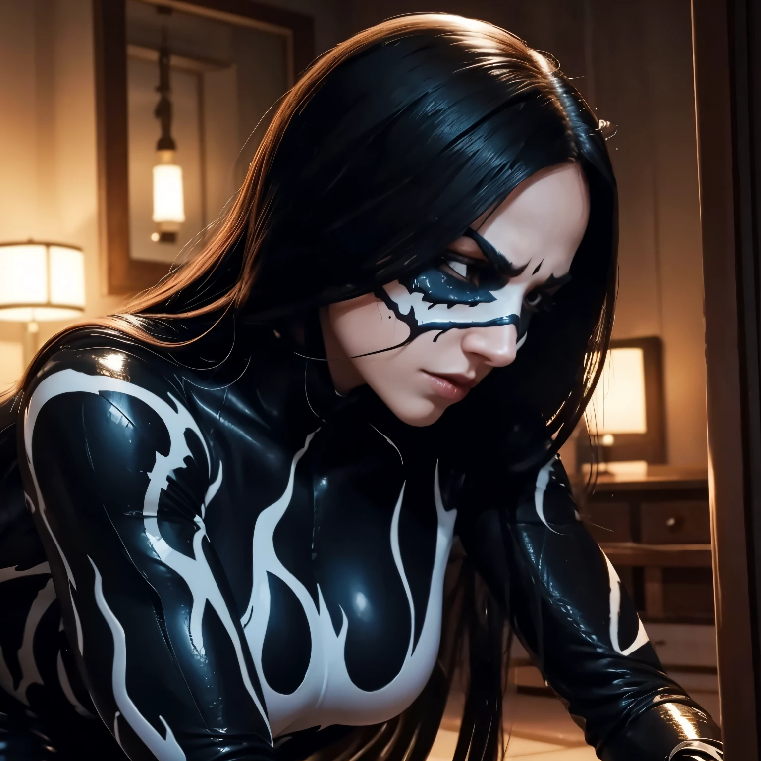 women nervous because venom is bonding with her
