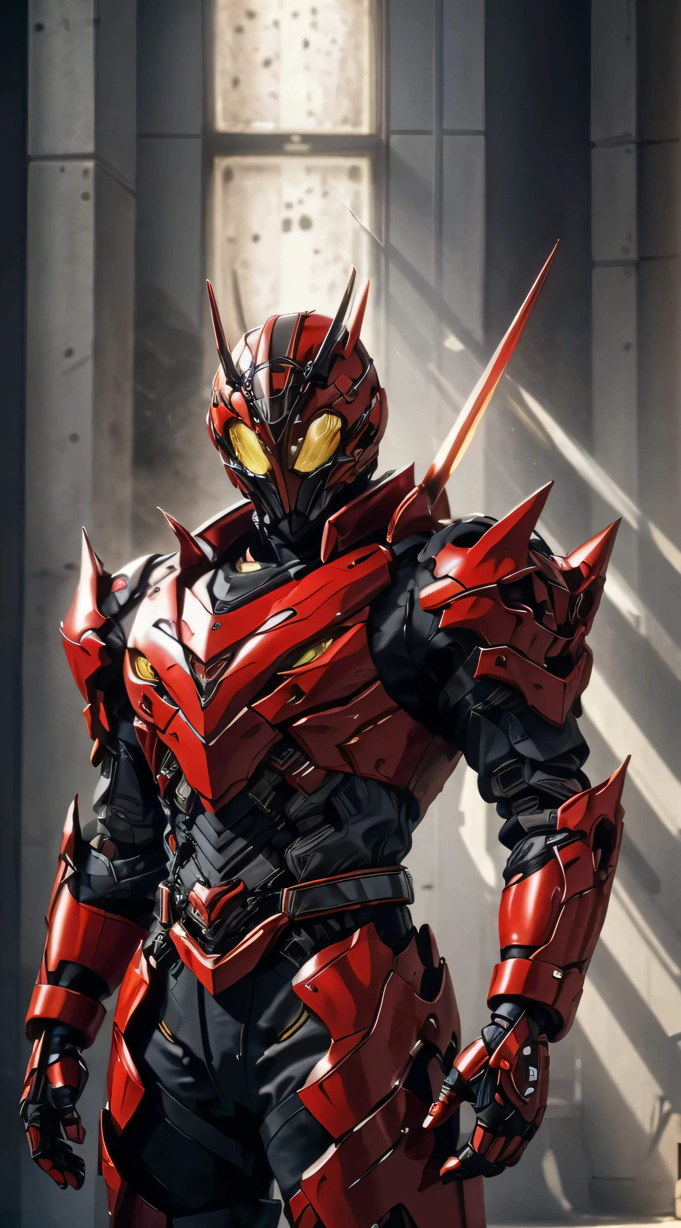 A man wearing a full-face helmet that covers most of his face, adorned in a biomimetic fantasy-style armor, the predominant black color is accented with red textures in the design this character embodies a finely crafted fantasy-style armored warrior design in anime, ((character concept art)), full body character drawing, high definition, best quality, ultra-detailed, extremely delicate, anatomically correct, symmetrical face, extremely detailed eyes and face, high quality eyes, creativity, RAW photo, UHD, 16k, (Natural light, cinematic lighting, masterpiece:1.5)