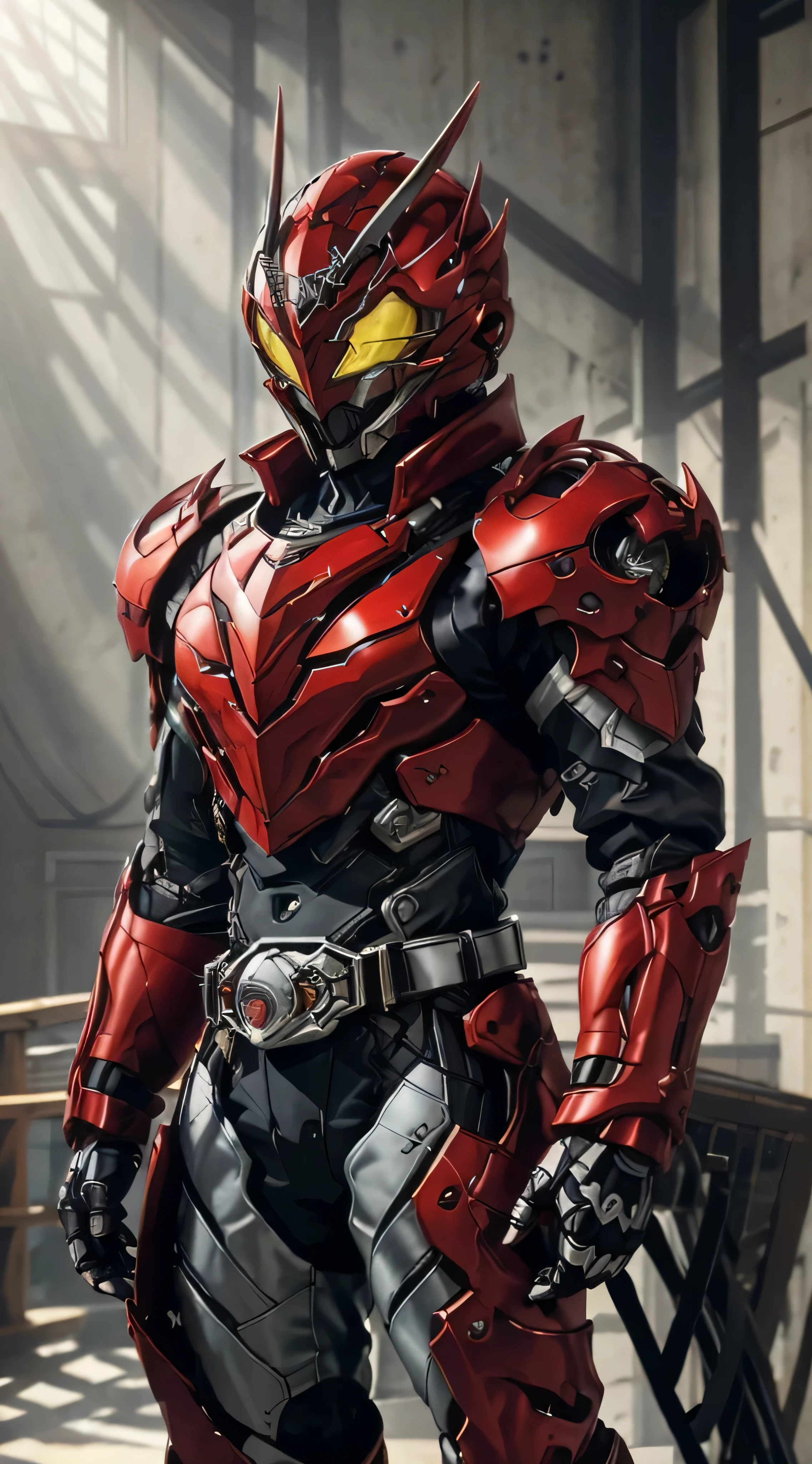 A man wearing a full-face helmet that covers most of his face, adorned in a biomimetic fantasy-style armor, the predominant black color is accented with red textures in the design this character embodies a finely crafted fantasy-style armored warrior design in anime, ((character concept art)), full body character drawing, high definition, best quality, ultra-detailed, extremely delicate, anatomically correct, symmetrical face, extremely detailed eyes and face, high quality eyes, creativity, RAW photo, UHD, 16k, (Natural light, cinematic lighting, masterpiece:1.5)