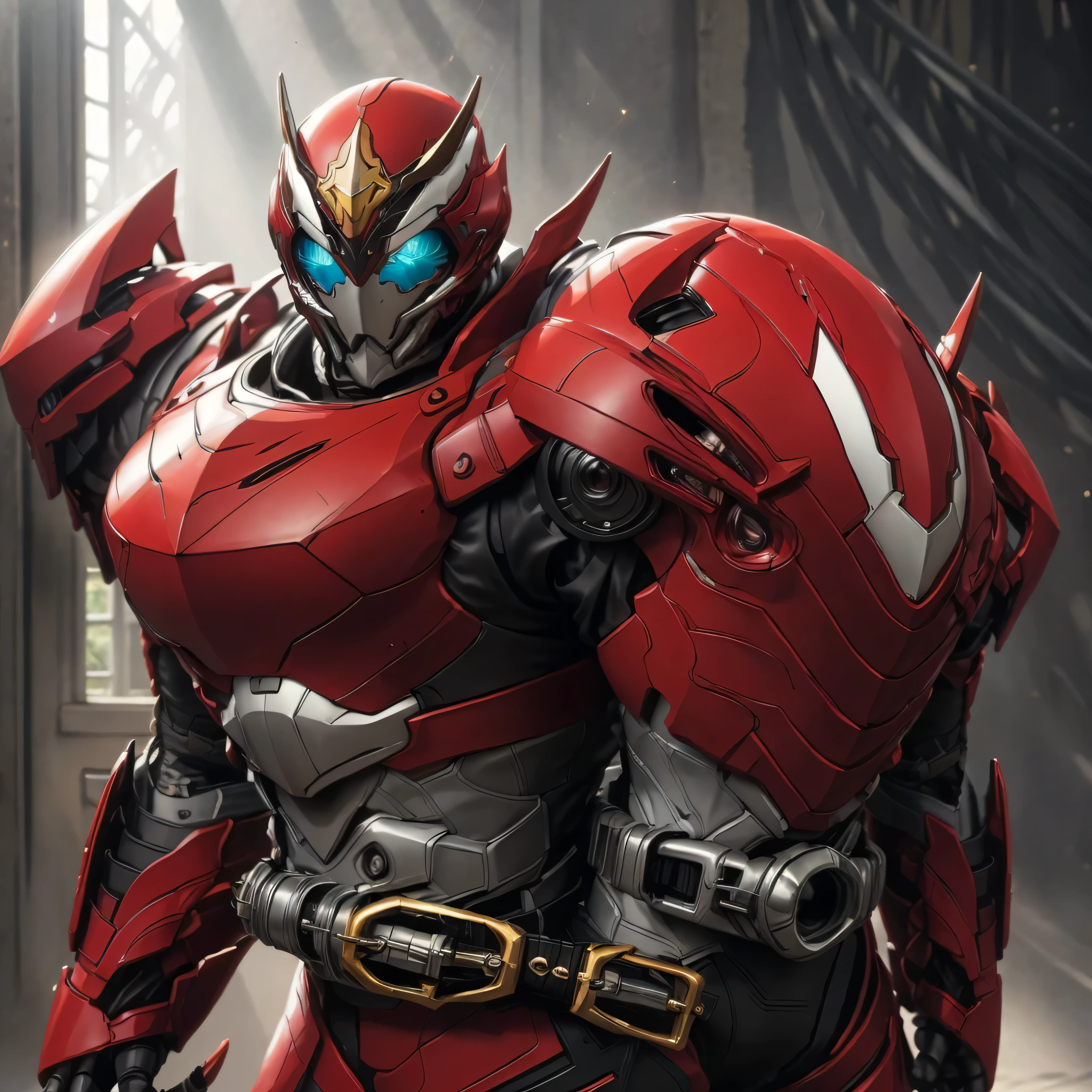 A man wearing a full-face helmet that covers most of his face, adorned in a biomimetic fantasy-style armor, the predominant black color is accented with red textures in the design this character embodies a finely crafted fantasy-style armored warrior design in anime, ((character concept art)), full body character drawing, high definition, best quality, ultra-detailed, extremely delicate, anatomically correct, symmetrical face, extremely detailed eyes and face, high quality eyes, creativity, RAW photo, UHD, 16k, (Natural light, cinematic lighting, masterpiece:1.5)