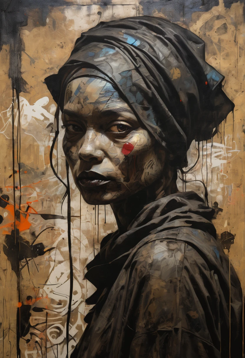 Graffiti art, Comics by Vivian Westwood and Abbott Handerson Thayer, award winning, bold lines, hyper detailed, dark limited palette, dramatic lighting, best quality, masterpiece, Representative work, official art, Professional, Ultra intricate detailed, 8k