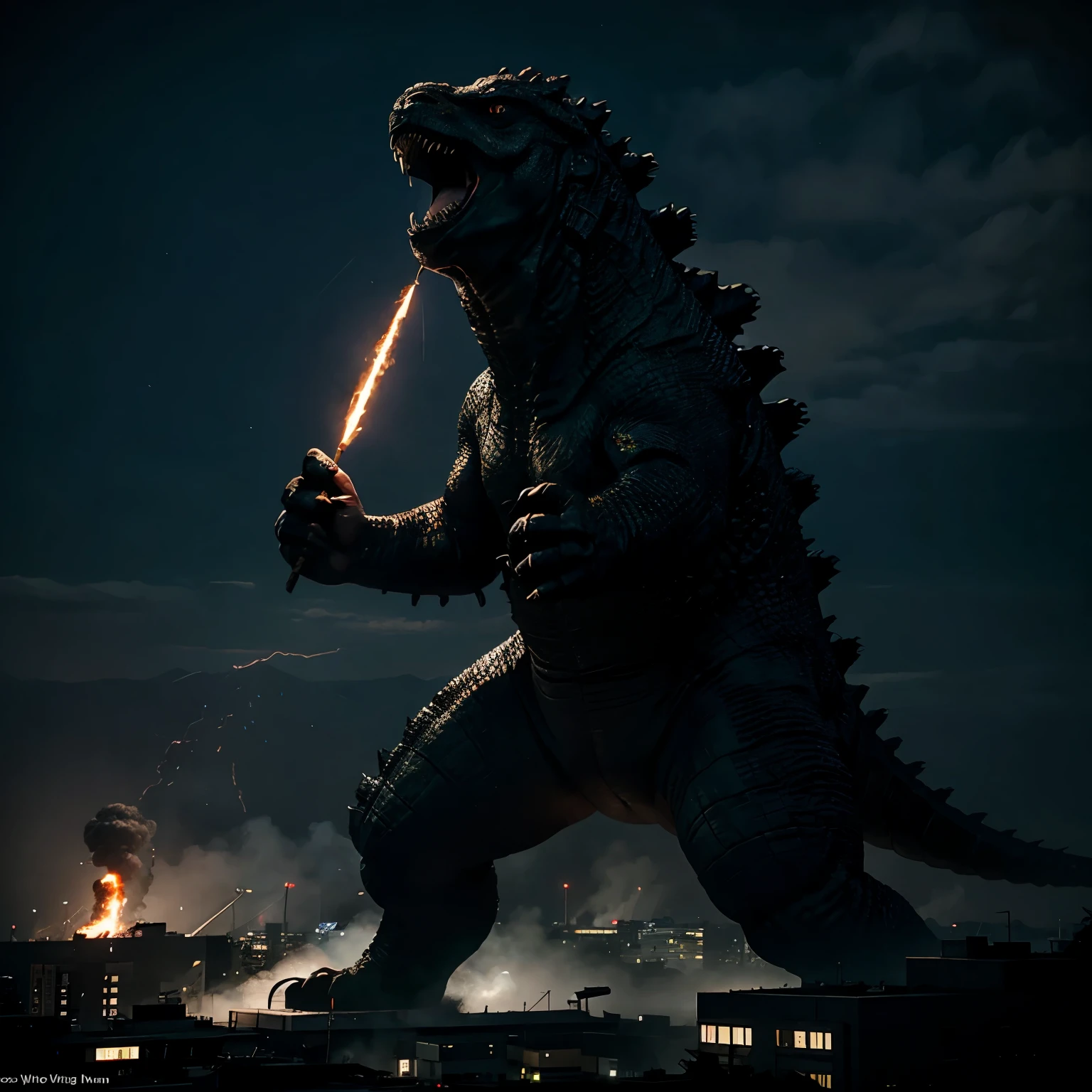 Godzilla fighting kiriyu