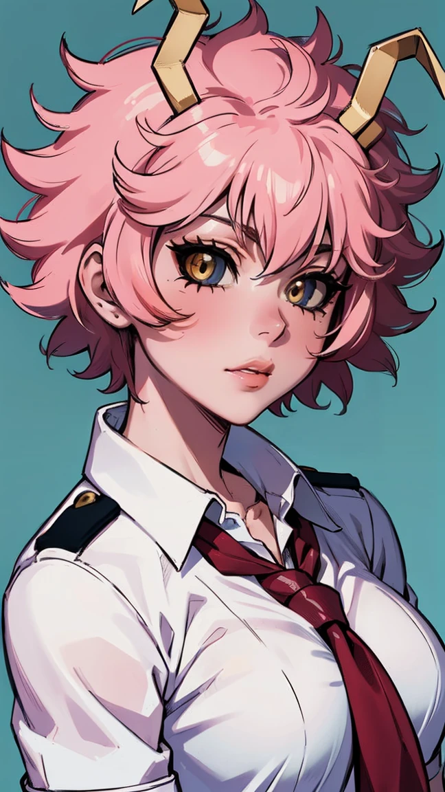 (best quality:1.3), (4k quality), 1 mature woman, Mina Ashido by boku no hero, ((Detailed face)), (blush), city, (pants leather)
