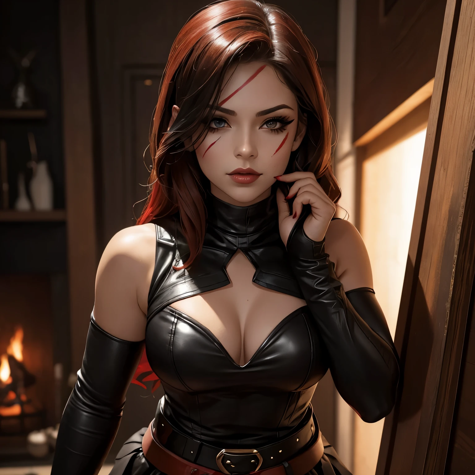 (Beautiful young female (perfect face) demon), (Milla Jovovich:0.3), horns, tail, wicked smile, pale skin, (skin texture:1.1), (French maid outfit), wreathed in fire, (fiery eyes:1.2), fit athletic body, temptation, taking your soul, hellscape background, tortured souls, hordes of hell in the distance, (masterpiece), (photorealistic:1.4), RAW photo, best quality, high res, rich colors, backlight, bright sunlight, cinematic lighting, film grain, raw photo, 50mm lens, Nikon D850, warm colors, sweaty