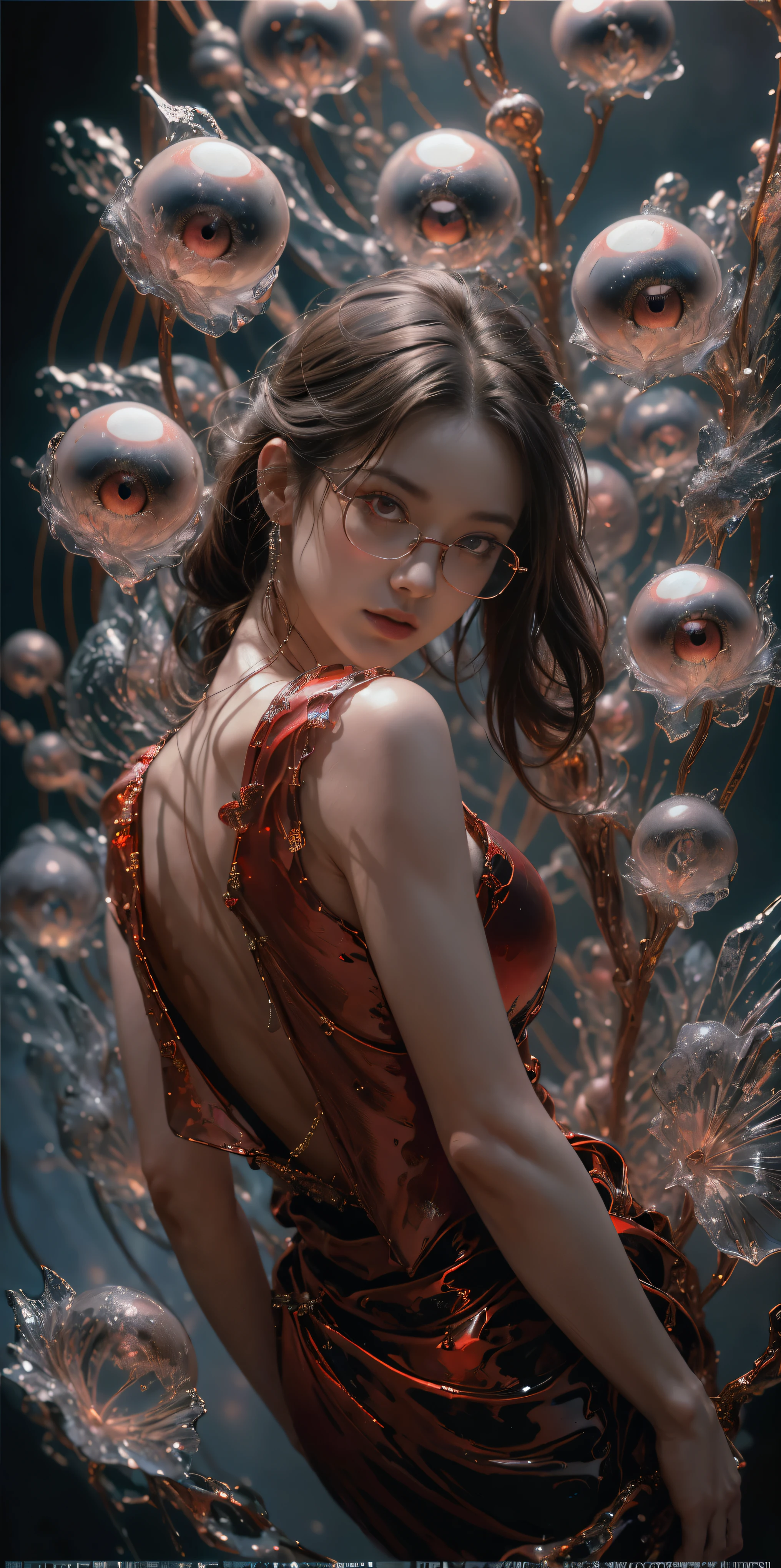 (The best illustrations)、realisitic、ultra-detailliert、The best lighting、Best Shadows、alluring succubus, ethereal beauty, perched on a cloud, (fantasy illustration:1.3), enchanting gaze, captivating pose, delicate wings, otherworldly charm, mystical sky, (Luis Royo:1.2), (Yoshitaka Amano:1.1), Dungeon and Dragon、caves、Dungeon、 A Necromancer、natta、Dark style、Succubus、Devil's Daughter、Bat Wings，(((Demon Hornlack-rimmed round glasses))))、(red eyes glowing:1.6)、​beautiful countenance、Tindall Effect、(High Detail Skins:1.2) absurderes、Ponytail distortion、jewely、Beautiful expression、Toned waist、Wide buttocks、Tindall Effectmasuter piece、top-quality、Highest Standards、Top image quality、masutepiece、intricate detailes、High resolution、Depth Field、natural soft light、profetional lighting、Great smile、(High Detail Skin: 1.2)、photorealistic anime girl render、Strong highlights of the eyes、Perfect Anatomy、crotch open、Shy、Spreading your legs、Panties are visible、Skirt flipping、Body shiny with oilerectile nipple))、8K resolution、intricate clothing、Intricate details