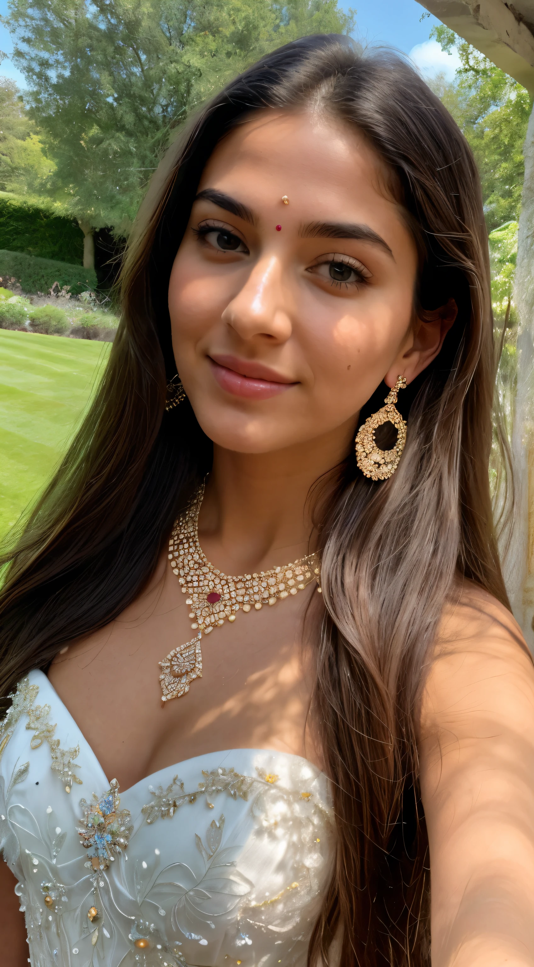 (best quality,4k,8k,highres,masterpiece:1.2),ultra-detailed,realistic beautiful dress,gorgeous flowing fabric,detailed lace patterns,sparkling sequins,ethereal light,sunlit garden,happy girl,soft sunlight,lovely flowers,colorful blooms,feminine elegance, graceful posing,vibrant colors, dreamy atmosphere,soft focus,photorealistic style,rich textures,fine craftsmanship, high fashion,exquisite details,artistic composition,stunning silhouette,perfection in motion,simple yet sophisticated, modern couture,enchanted garden setting,filled with joy and magic.