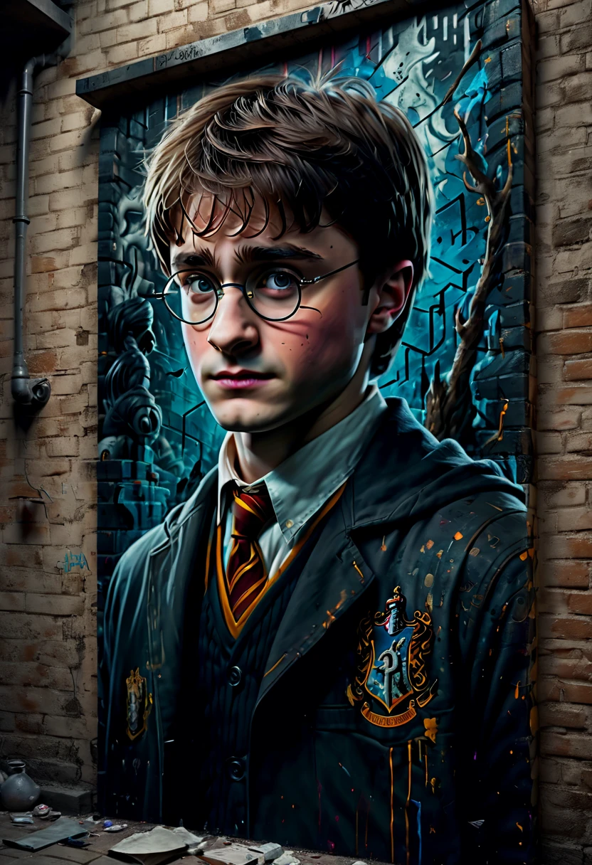 Graffiti wall from "Harry Potter", (best quality, masterpiece, Representative work, official art, Professional, Ultra intricate detailed, 8k:1.3)