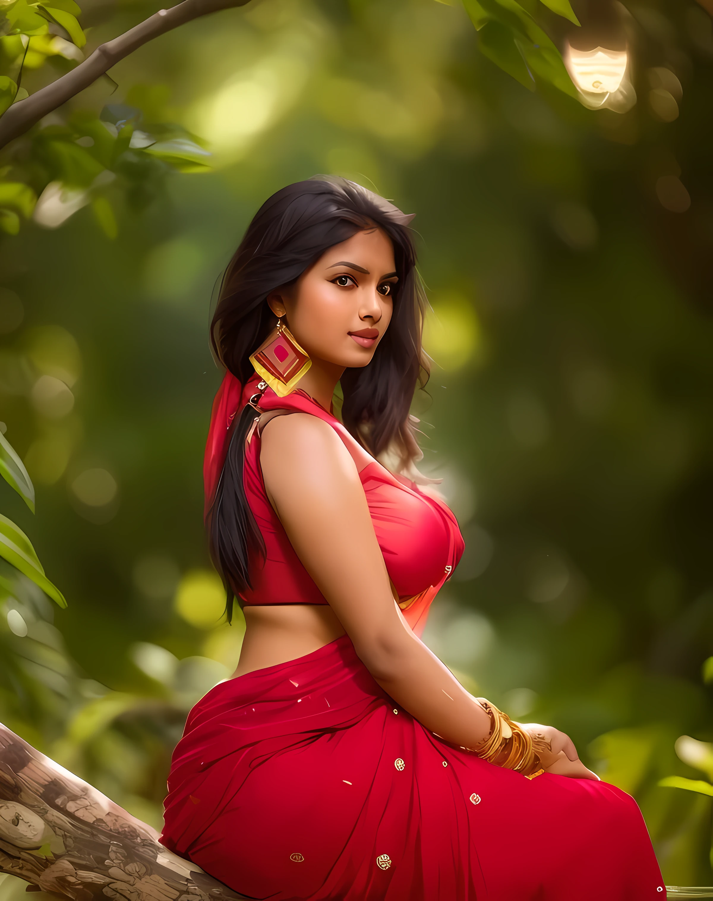 A Indian girl in saree, sexy girl, big boobs, big ass, natural, realistic, 3D, 8k, best quality, hot outfit