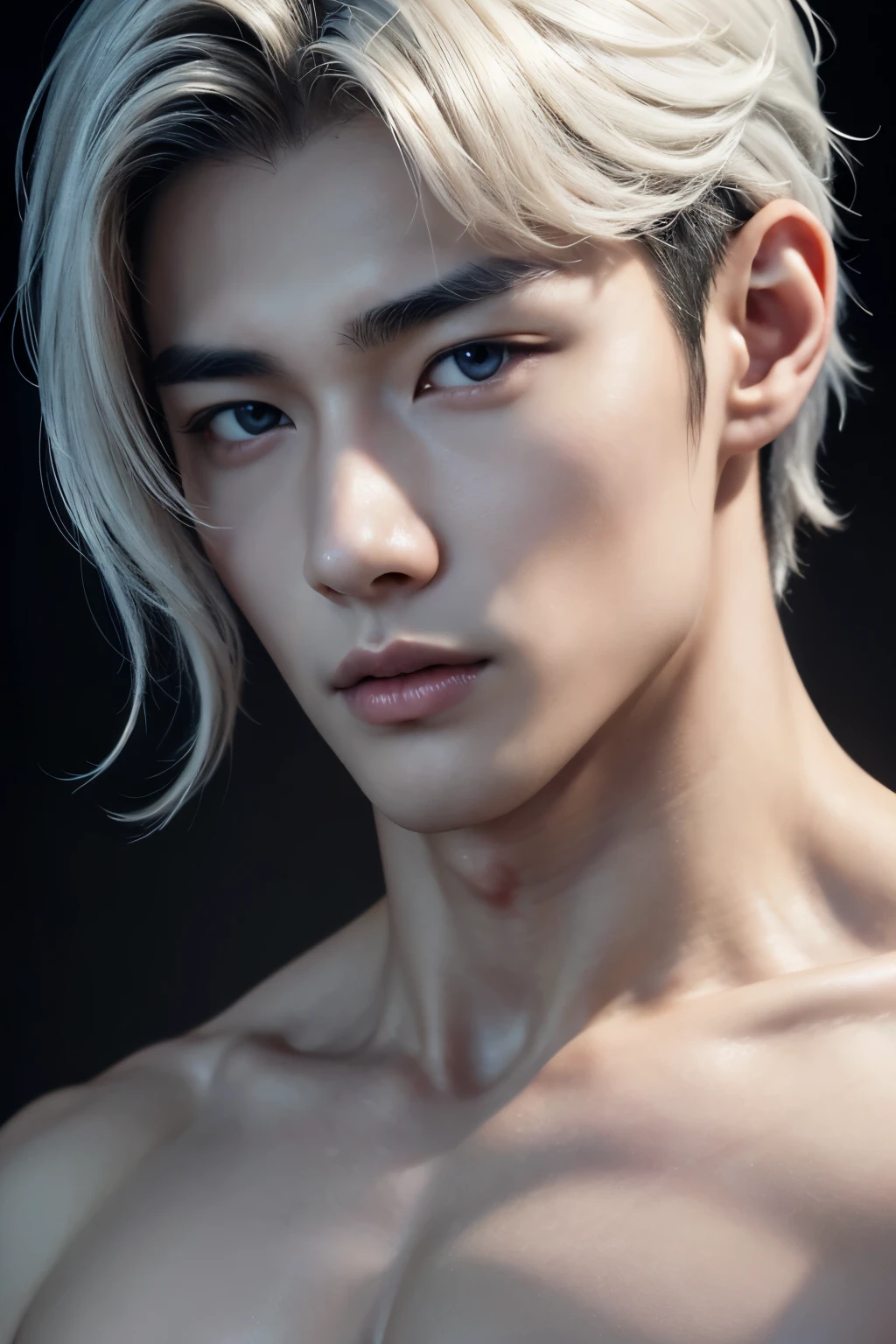 Mind control, hypnotic spiral, (masterpiece, ultra quality, high resolution, 8k, intricate: 1.2), (detailed face:1.2), handsome, Young Korean man, white skin, double eyelids, detailed skin, 1boy, ((realistic)), abs, good lighting quality, muscle veins, ((pale skin)), side view, lust face, (hypnotic), (viewer pop:1.3), full body shot,