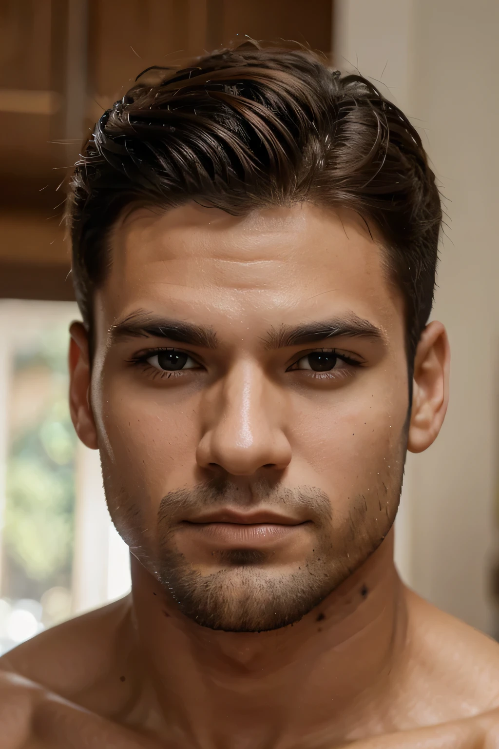 homem alto,forte,Moreno,cabelos lisos castanho,olhos castanhos 
