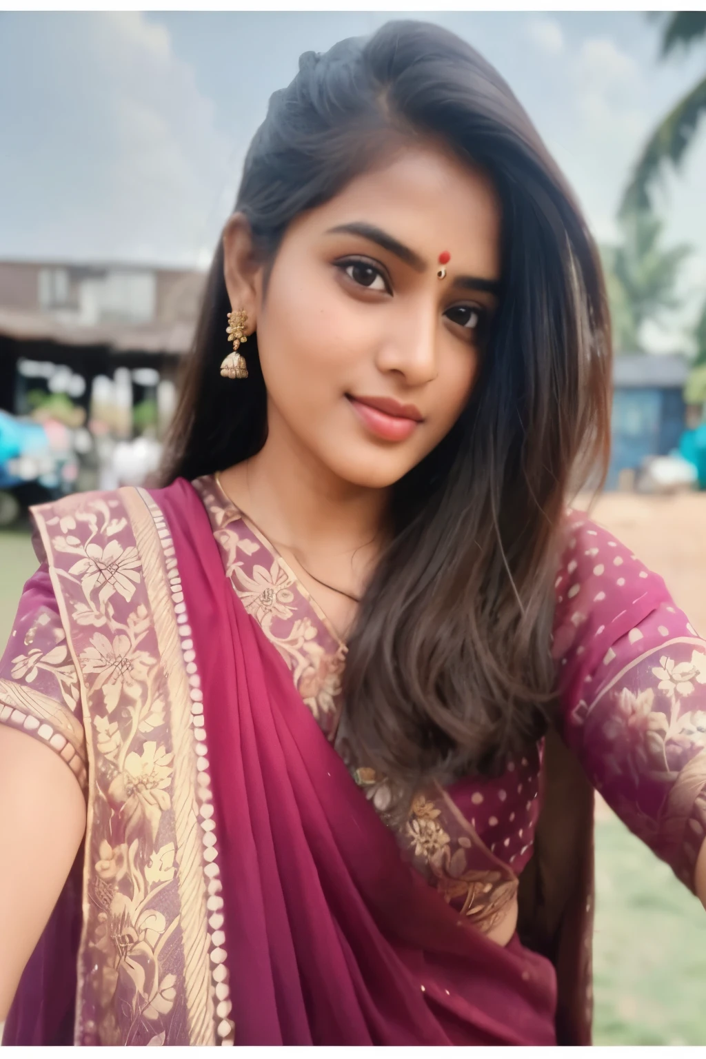 a woman in a sari posing for a picture, traditional beauty, very beautiful girl, indian girl with brown skin, with lovely look, indian, very extremely beautiful, selfie of a young woman, young and cute girl, cute beautiful, assamese aesthetic, candid picture, with accurate face, attractive girl, handsome girl, indian goddess, very beautiful enga style