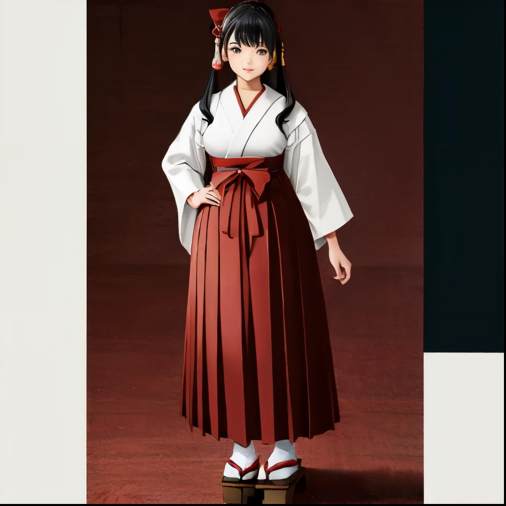((highest quality)), ((masterpiece)), (be familiar with), (whole body), Are standing, Front facing, めちゃくちゃbe familiar with, ultra high resolution, super detailed, highest quality, one girl, Japanese, Meiji period, Hakama, female student, black hair, tabi, geta, perfectly symmetrical face, highly detailed eyes, super beautiful, Perfect body balance