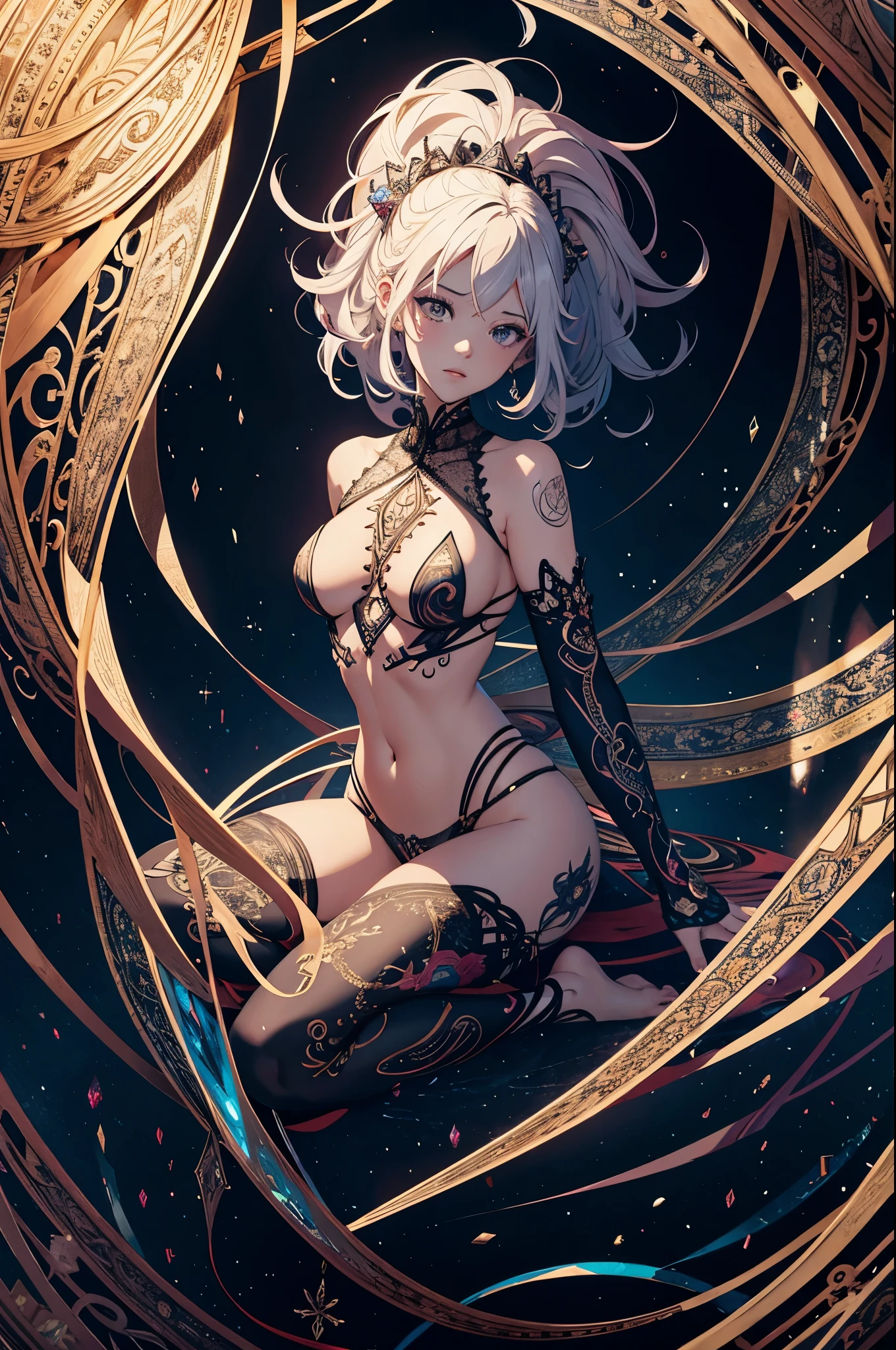 official art, unity 8k wallpaper, ultra detailed, beautiful and aesthetic, High quality, beautiful, masterpiece, best quality, women(zentangle, mandala, tangle, entangle:0.6),