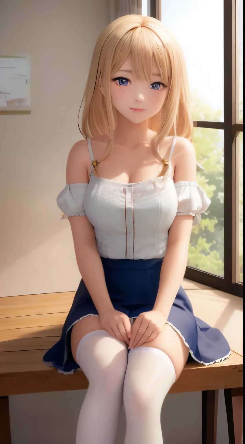 ((high-definition images, masterpiece, super detail, accurate, best quality)), ((a westerner cute women with masturbation)), (unbuttoned casual dress), (round face, eyes realistic sizing, drooping eyes, blush, smiling, open mouth), (squatting, spread legs, pubic hair,) (((masturbation, heavily squirting peeing, orgasm))), blond braid hair, tiny earrings, thin necklace, (light makeup), place many people pass, under the tree in the park,