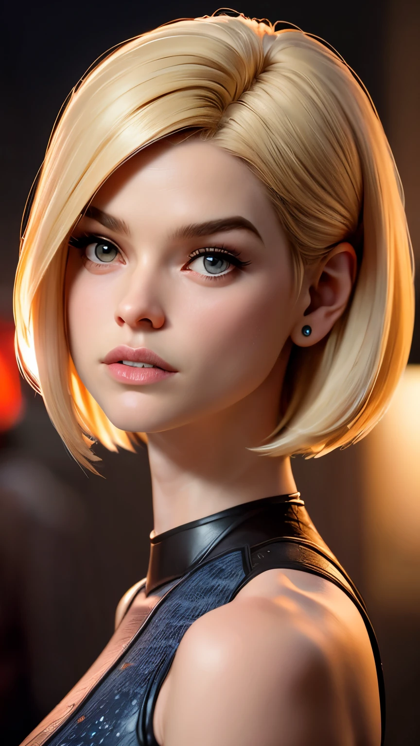 photo of Alice Eve (carol marcus from Star Trek into darkness), RAW, beautiful woman, ((portrait)), ((detailed face:1.2)), ((detailed facial feature, detailed skin, clear skin), (perfect proportioned body), (short bob cut hair), (wearing star trek bikini), (high detailed star trek environment), (realistic photo, best quality, detailed), (8k wallpaper), (cinematic lighting, dramatic lighting) (sharp focus, intricate)