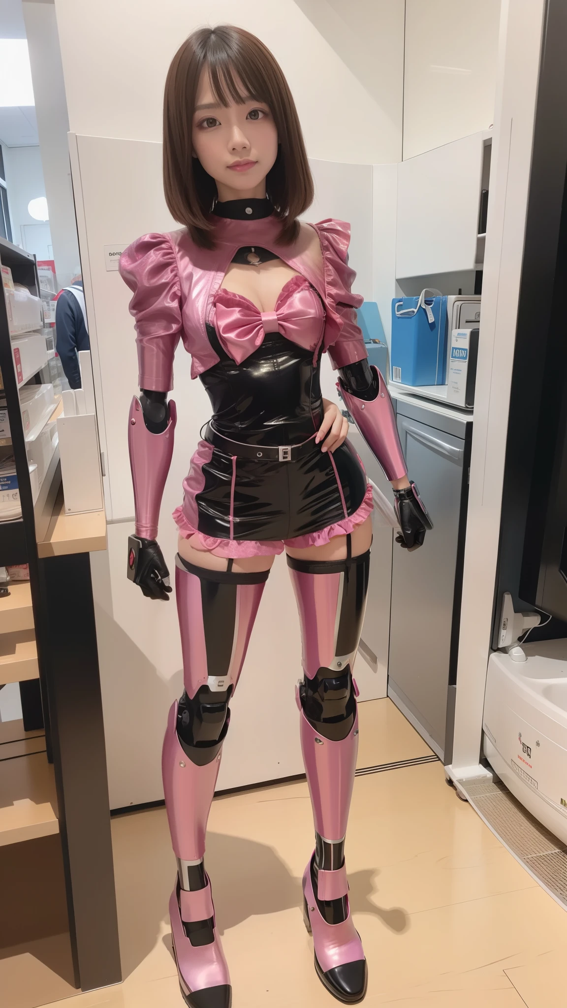 Silver satin costume like a idol, robot