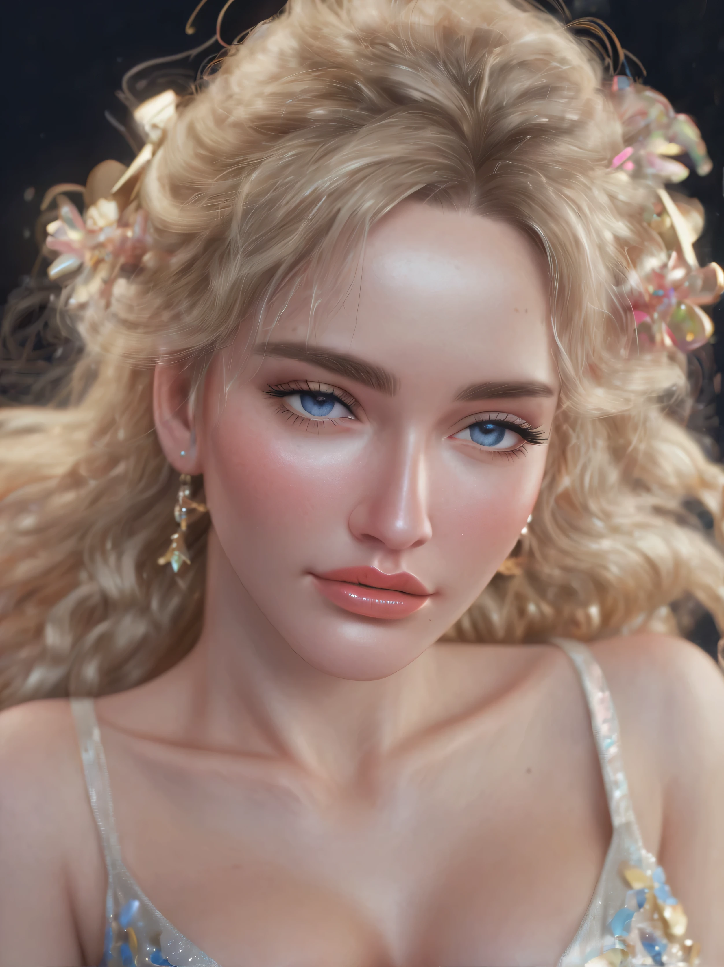 highest quality、High resolution、Super detailed、masterpiece、Live shooting、real、photorealistic、very delicate and beautiful、fine details、(textured skin:1.4)、1 female、(european:1.2)、blonde、blue eyes、(Super beautiful)、(beautiful face:1.4)、(ecstasy:1.2)、(close up of face:2)、25 year old model、(sleeveless clothes)、slutty makeup、Lipstick、eyeliner、mascara、eye shadow、(inside-arcade:1.5)、(At SFW)