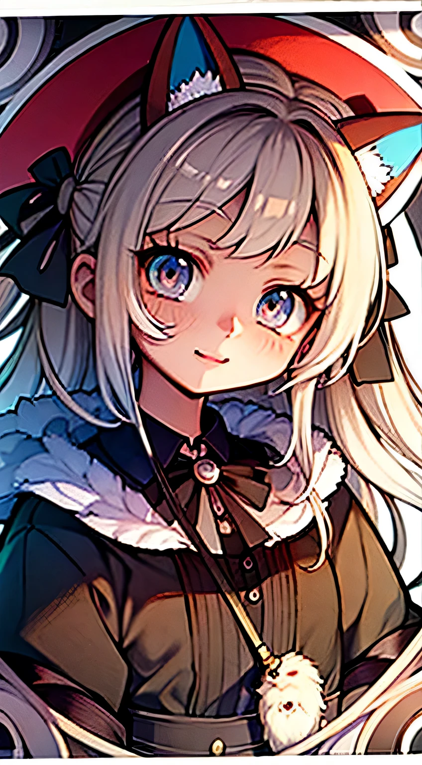 um desenho de uma garota com cabelo comprido e orelhas de gato, arte preta grossa linear, arte limpa linear, arte grossa linear, contornos de anime limpos, arte linear perfeita, arte linear, arte simples linear, negrito arte linear, detailed manga style, bela arte de linha, linear variable art, tinta extremamente fina arte linear, Arte de linha detalhada, arte em linha grossa, arte linear complexa