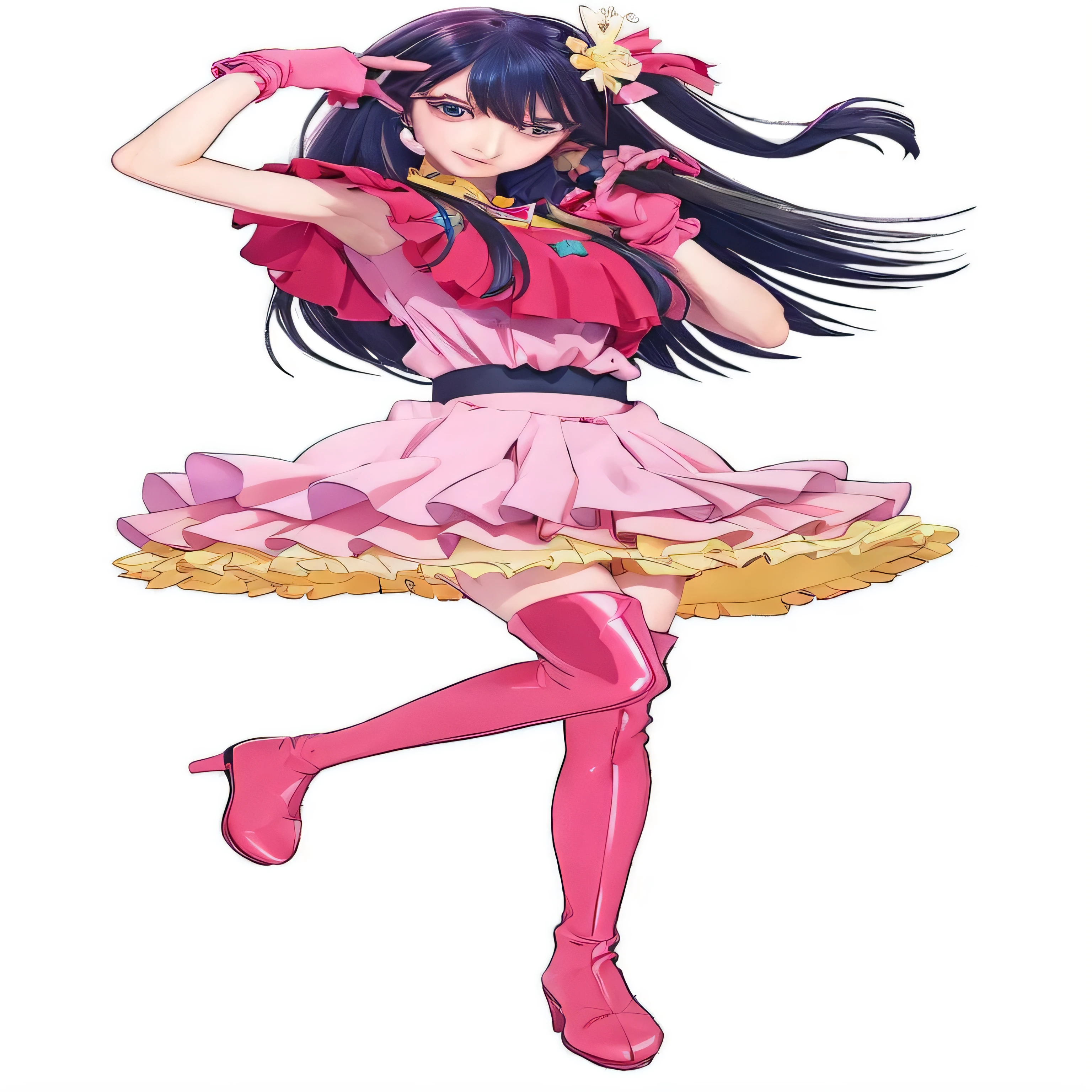 A woman in a pink dress and pink shoes is dancing.., Nico Robin, Rei Hino is a princess.., Misato Katsuragi, Anime girl named Lucy, I'm just here, Marin Kitakawa'your fan art, official art, Rei Hiroe, Whole body anime illustration, Juri Misaki, anime art style moe, anime characters, Ayami, you are my idol.