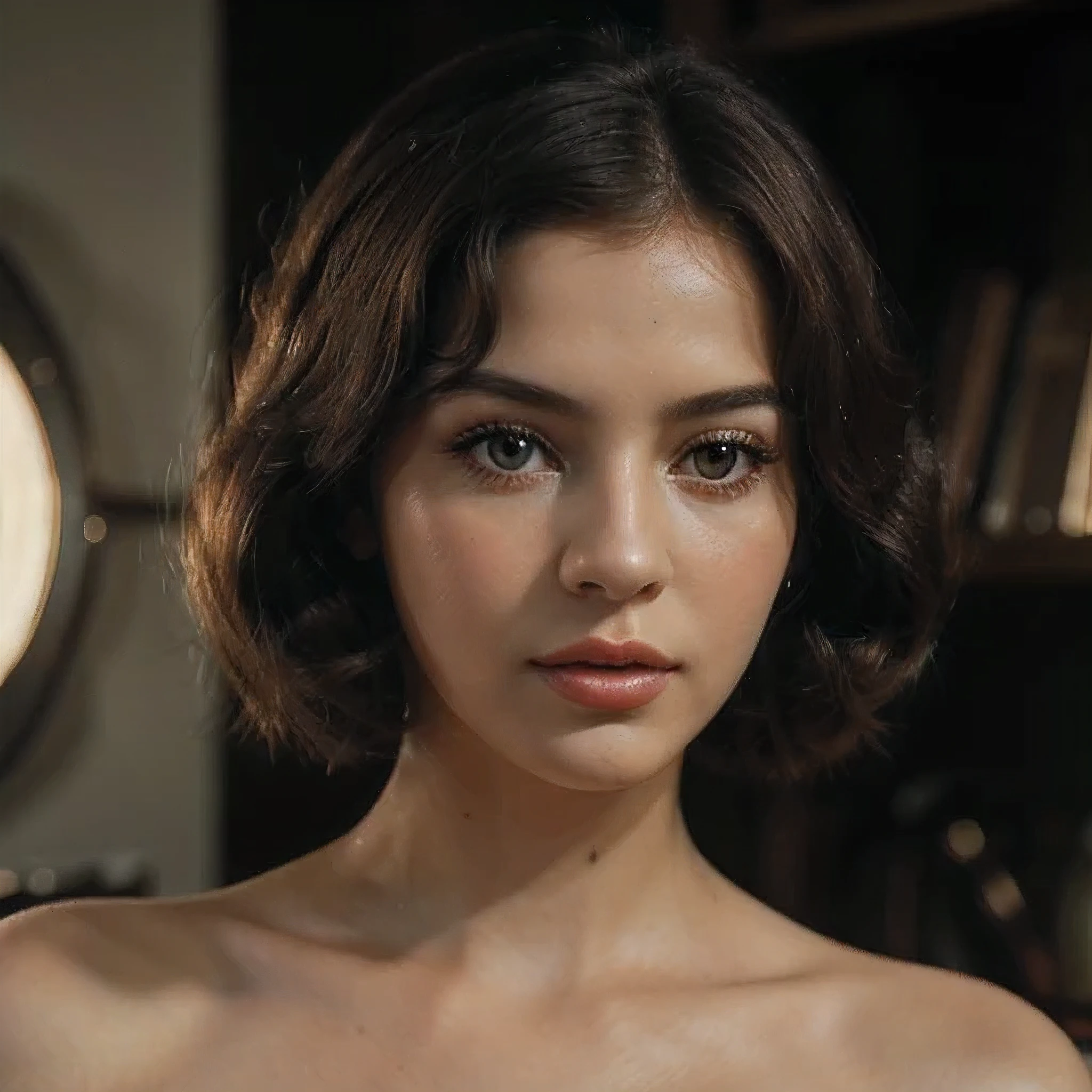 (best quality,4k,highres,masterpiece:1.2),surrounded by old film reels, chic 60s inspired fashion, dreamy expression, timeless elegance, cinematic nostalgia, detailed eyes and lips, vintage aesthetic, soft lighting, retro color palette, film grain texture