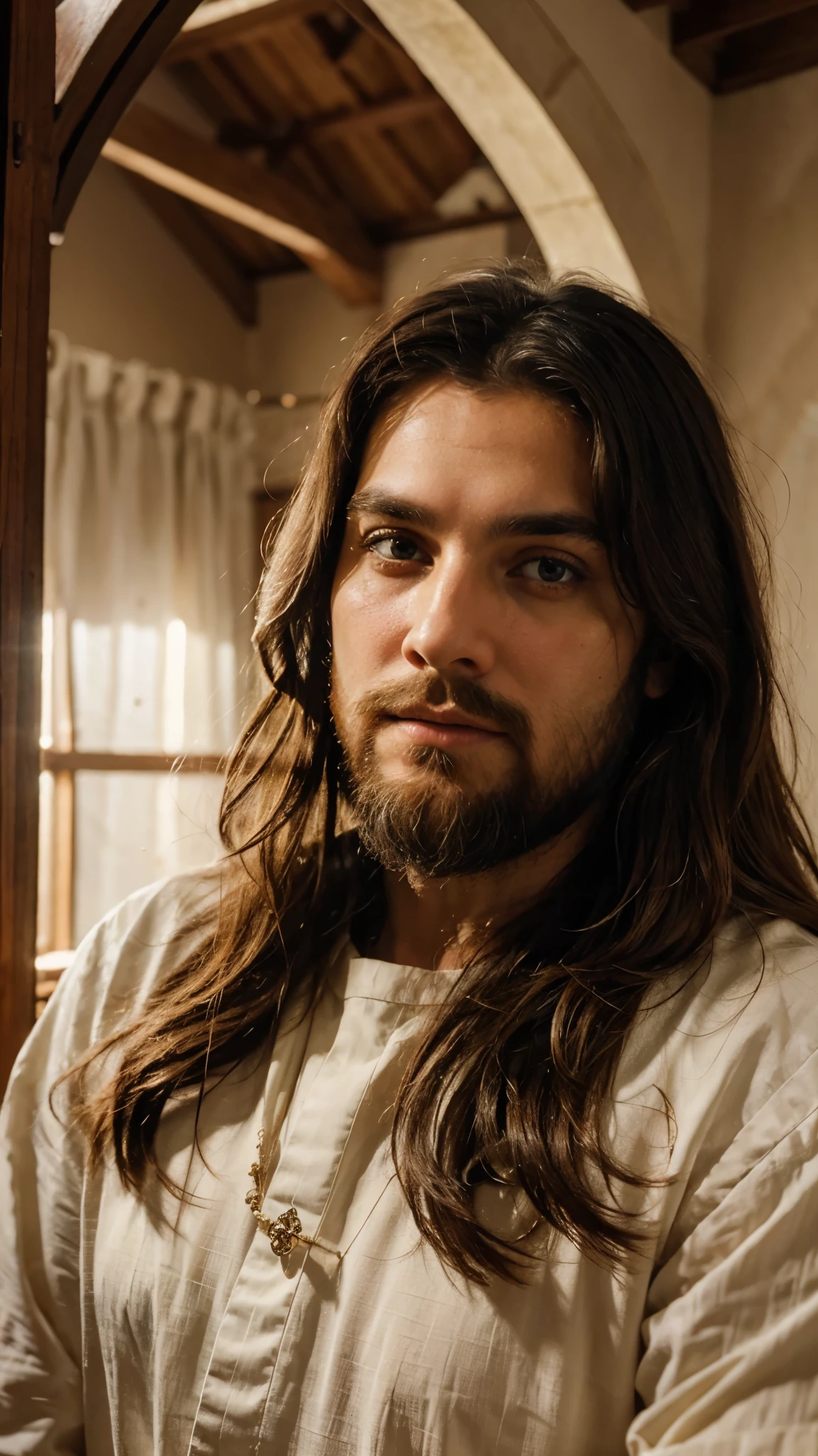 jesus christ,beautiful detailed face,kind and compassionate eyes,long beard,serene expression,holy atmosphere,divine light,traditional religious painting,ultra-detailed brushstrokes,religious icon,classic masterpiece,realistic portrayal of jesus,masterful use of colors,soft and warm color palette,subtle shading and highlights,transcendent and ethereal,majestic and awe-inspiring,spiritual and sacred,heavenly radiance,religious symbolism,divine presence,touches hearts and souls