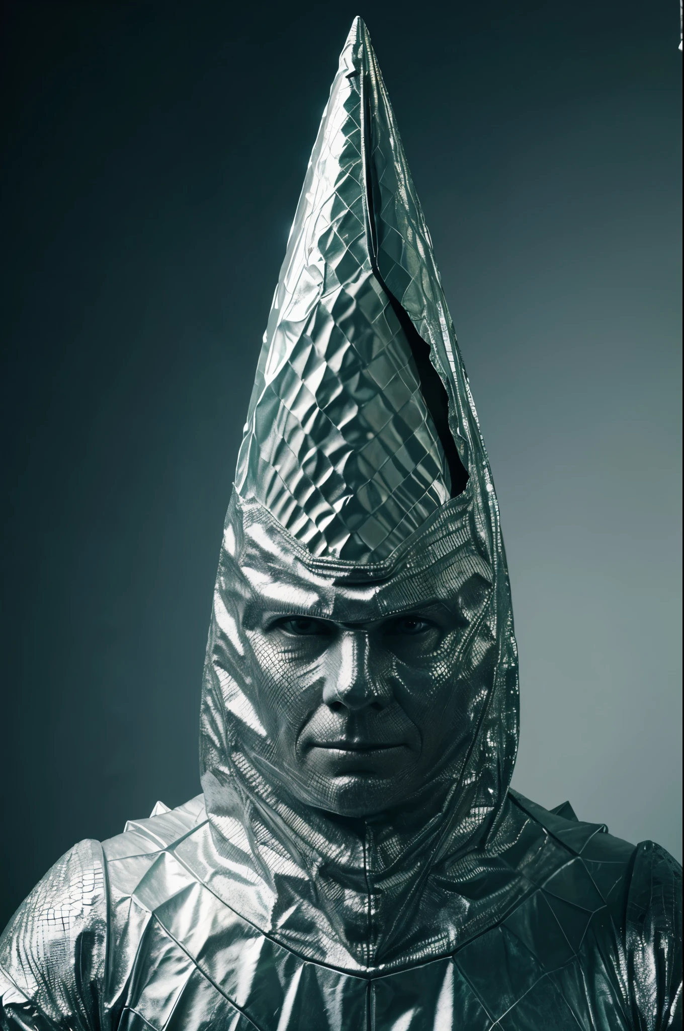 A beautiful high definition crisp portrait of old (reptile:1.2) American president, (tin foil cone on head:1.2), taken with a professional grade camera with exquisite color grading. Tags: best quality, high definition, crisp, portrait, old, (reptile:1.2), American president, (tin foil cone on head:1.2), professional grade camera, exquisite color grading.