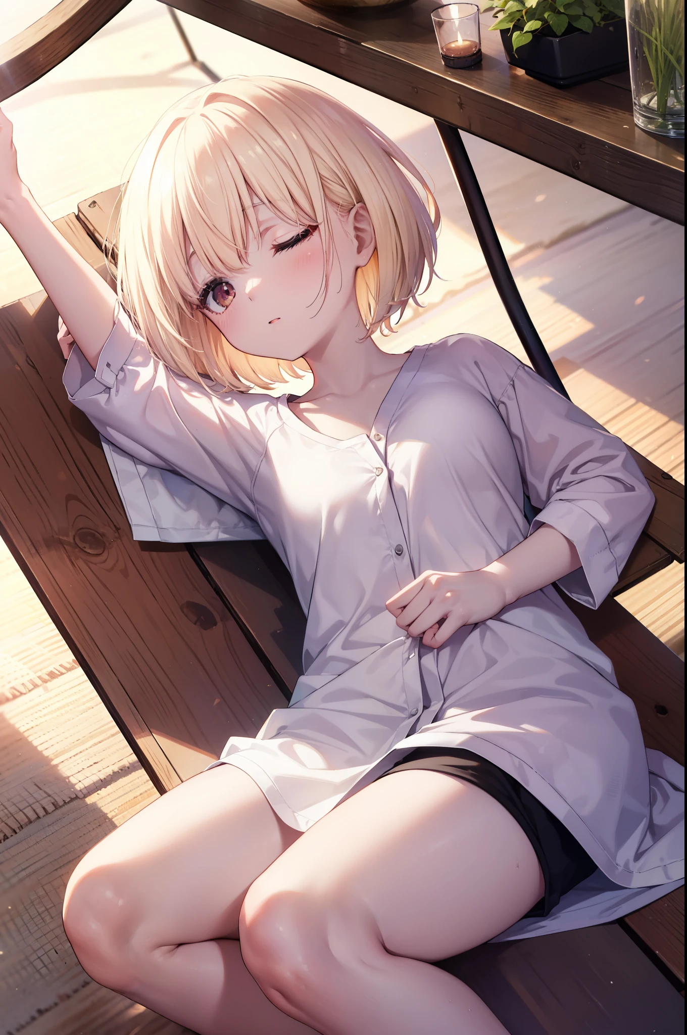 scat,1 female,The perfect 20 years old,gal,((ideal ratio body proportions:1.3,small head:1.7)),tan skin,(((high quality anime, 8k,masterpiece,Perfect Anatomy))),nsfw,cowboy shot,(beautiful detailed face and eyes,gorgeous eye:1.3), BREAK ,brown eyes, BREAK ,blonde hair,short bob hair,bangs, BREAK ,tears,shy,blush,small breasts,slender body,toned body,skinny,sweat, BREAK ,oversized white t-shirt,Long sleeve、bottomless,black sports socks、White panties、incontinence、peeing,drip pee、White sneakers, BREAK ,squatting,spread legs,A simple bench、garden、sunset、