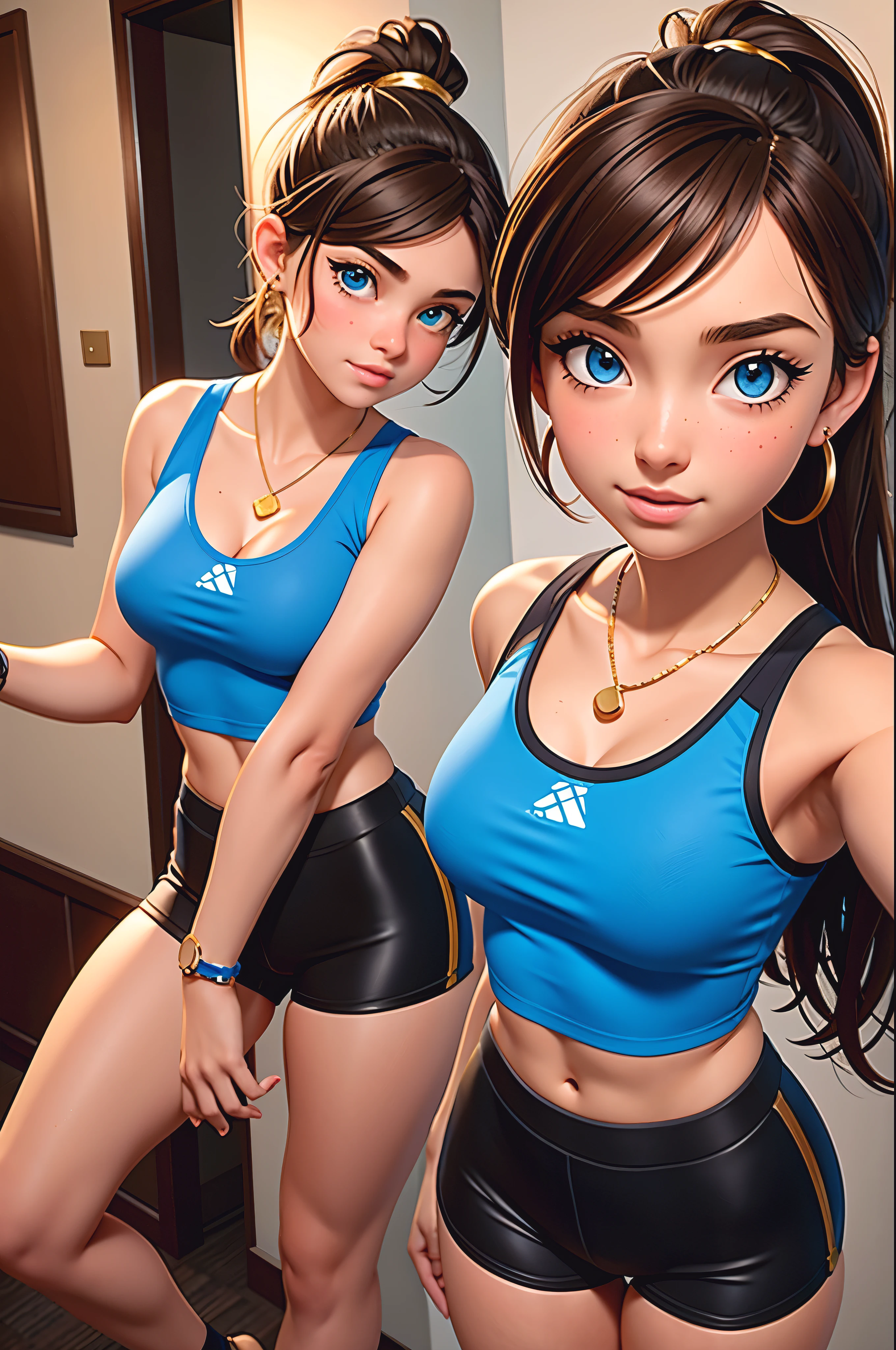 joven japonesa, , mejorar, alumno, Small lace bra, minifalda azul,  Cuerpo, Delgado, pechos grandes, Piernas gruesas, Delgado waist, gimnasio de la escuela, sweaty Cuerpo, cinematic lighting, casi desnuda,  poses, showing more, tiny thonge, side , transparent lingerie, can see niples