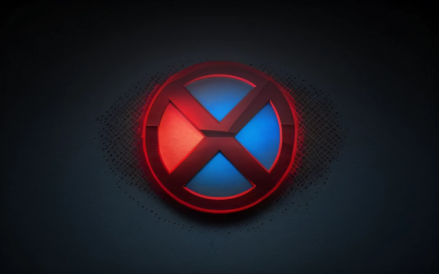 blurred image of a red x - men symbol on a blue background, imagem hiperrealista de x, x logo, dark video game icon design, X-homens, X-homens, x - homens, sem flash, no text!, x man costume, Jean Grey, no watermark, no text, sem gradientes, no watermarks, sem cauda