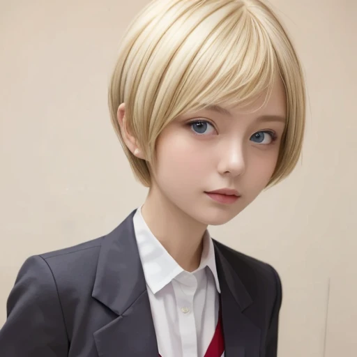 (masterpiece, best quality:1.2), 1girl, solo,schooluniform,blond,shorthair,